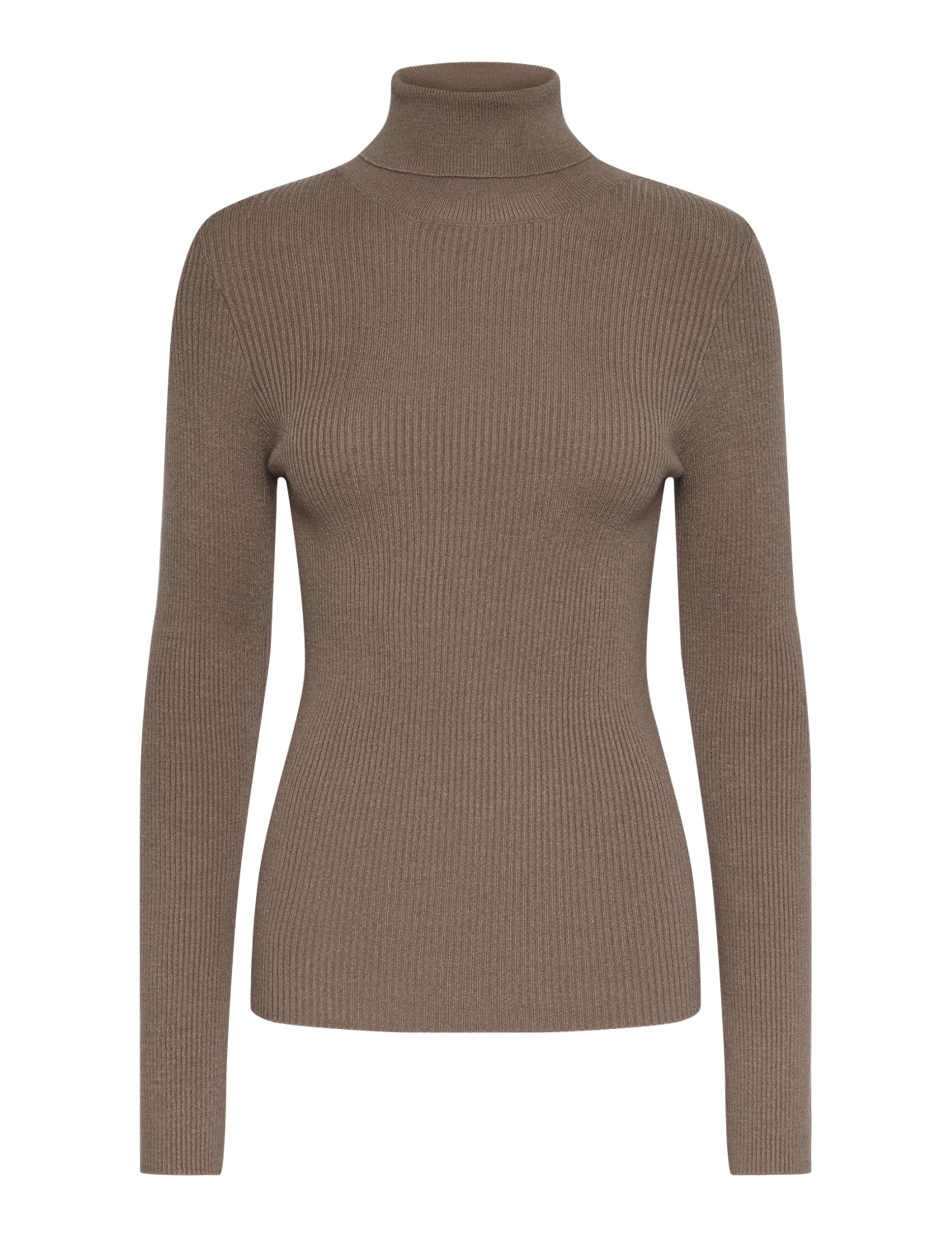 PIECES Women's Pcmira LS Roll Neck Knit Noos BC Knitted Jumper, Fossil, L