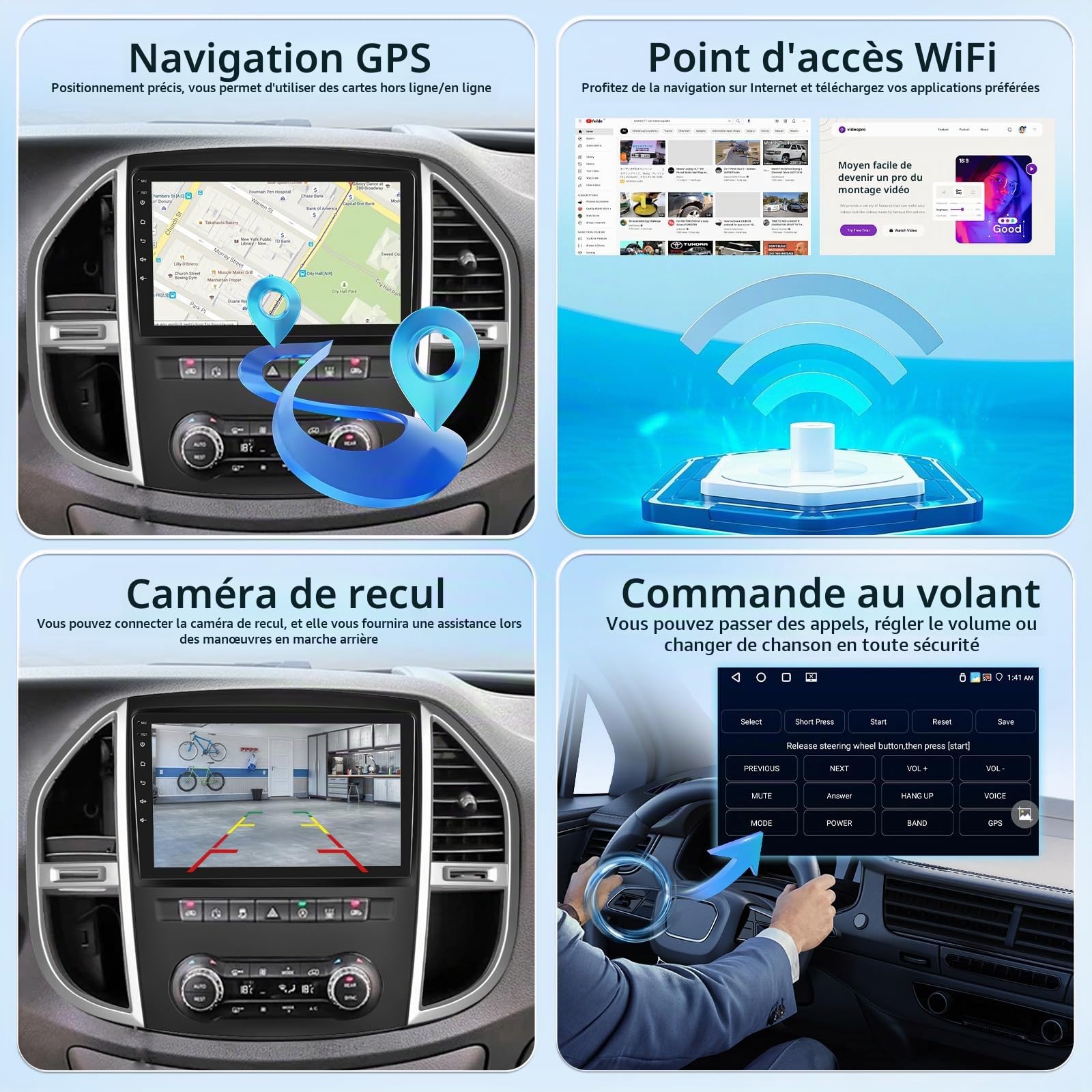 [4G+64G] Android Autoradio pour Mercedes Benz Vito W447 2014-2020 avec Carplay & Android Auto sans Fil, Écran Tactile IPS 10,1 Pouces avec GPS, WiFi, 32EQ, Bluetooth 5.0, Radio FM/RDS