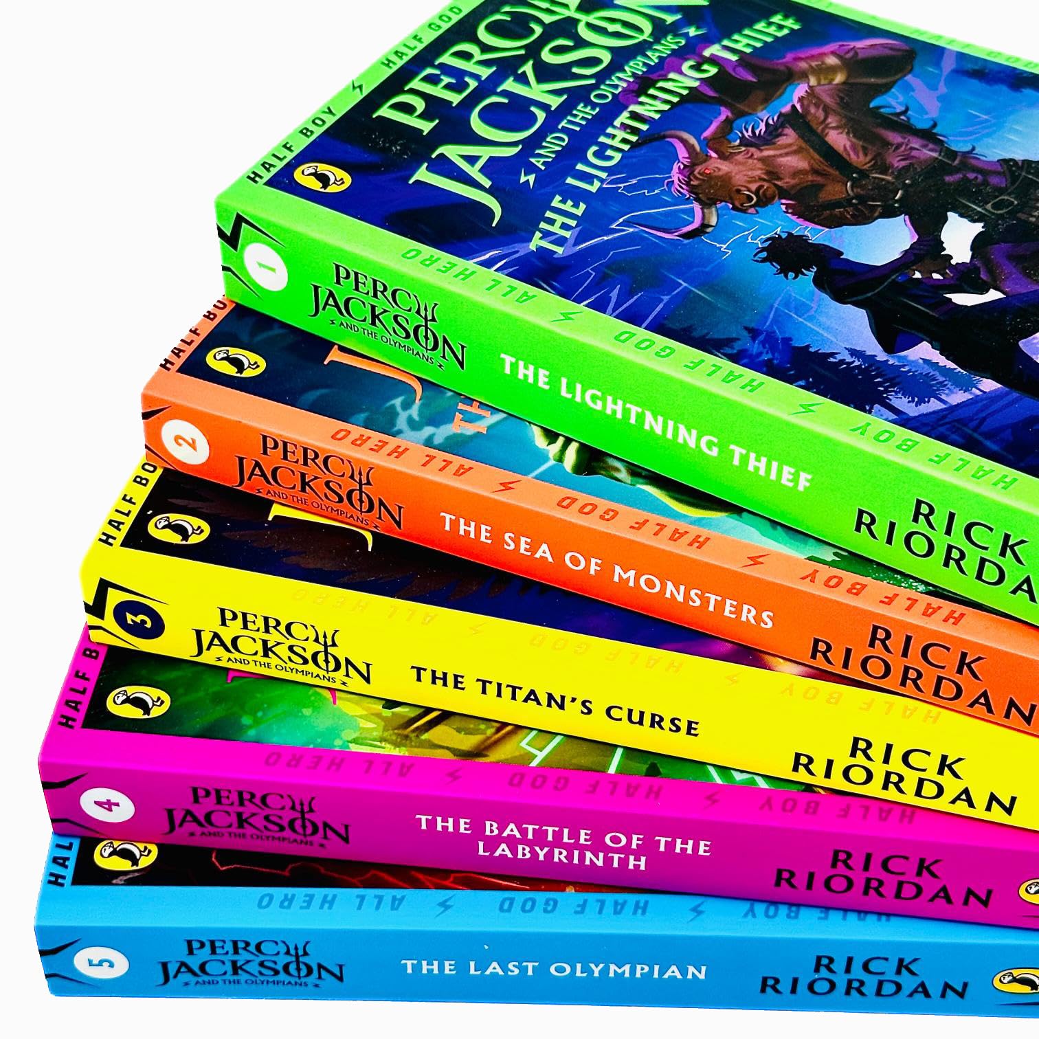 Percy Jackson and The Olympians Series 5 Books Collection Set (Lightning Thief, the Sea of Monsters, Titan's Curse, Battle of the Labyrinth & Last Olympian)