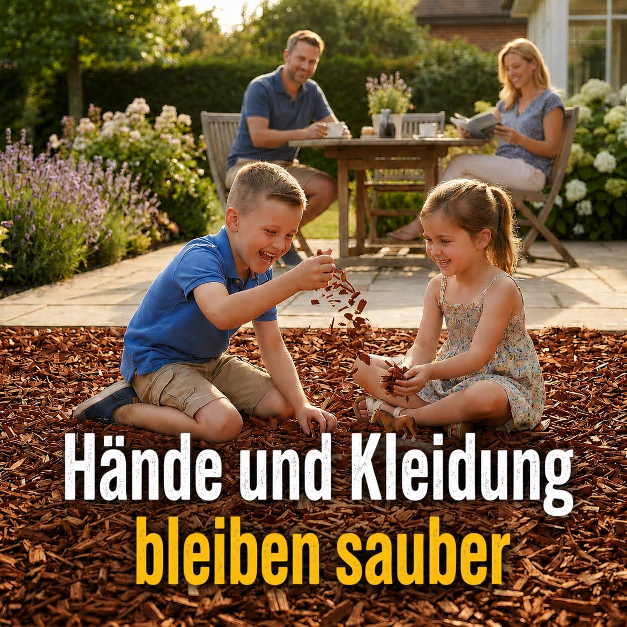 Hackschnitzel rot 100L (2x50L) | Kein Abfärben | Extra Lange Haltbarkeit durch Technische Trocknung | 10-40mm Dekormulch Ziegelrot | Premium Holzmulch