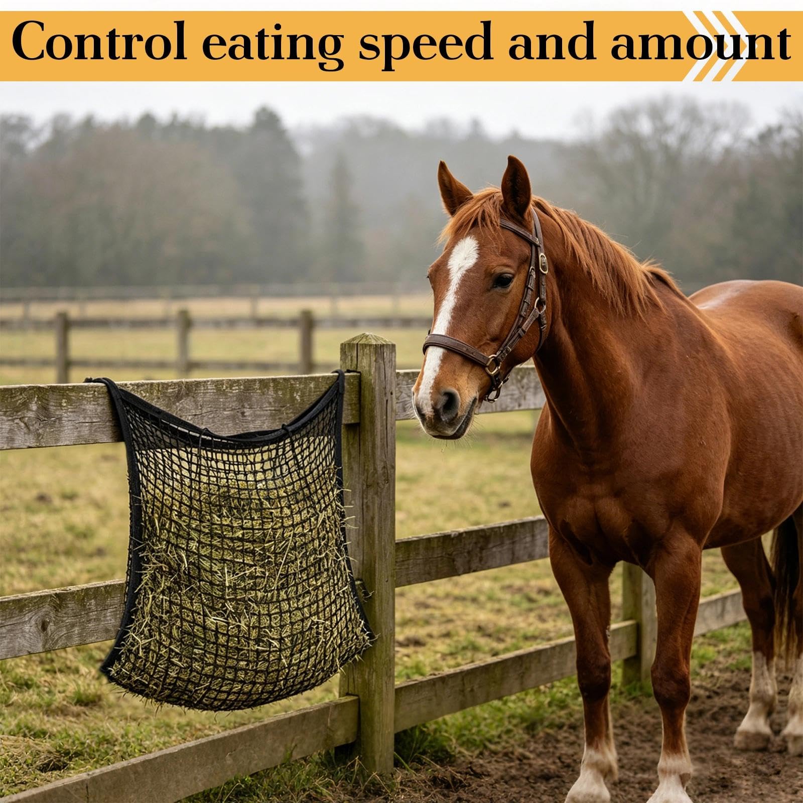 90 * 120CM Filet a Foin Cheval Maillage 4 * 4CM Filet a Foin avec Mousqueton Filets Foins Chevaux Convient pour Nourrir Les Chevaux, Les Bovins, Moutons et Autres Animaux d'élevage