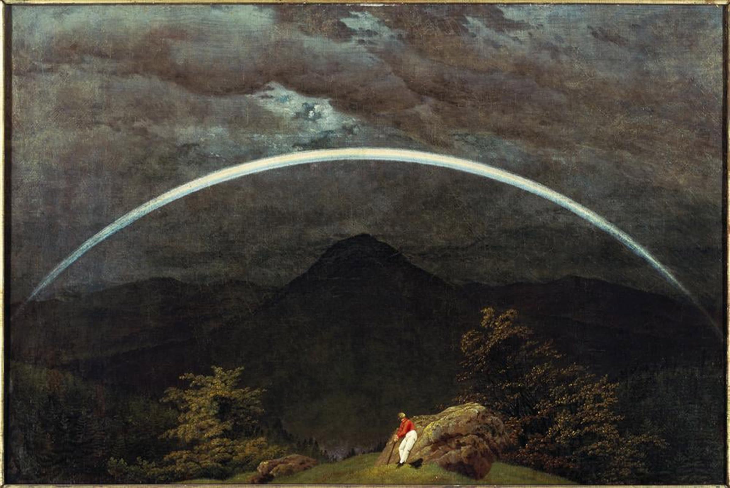 POSTERIIk Famous Modern Artwork Art Mural Mountain landscape with rainbow by Caspar David Friedrich Oil Paintings Pictures for Home Decor 60x90cm