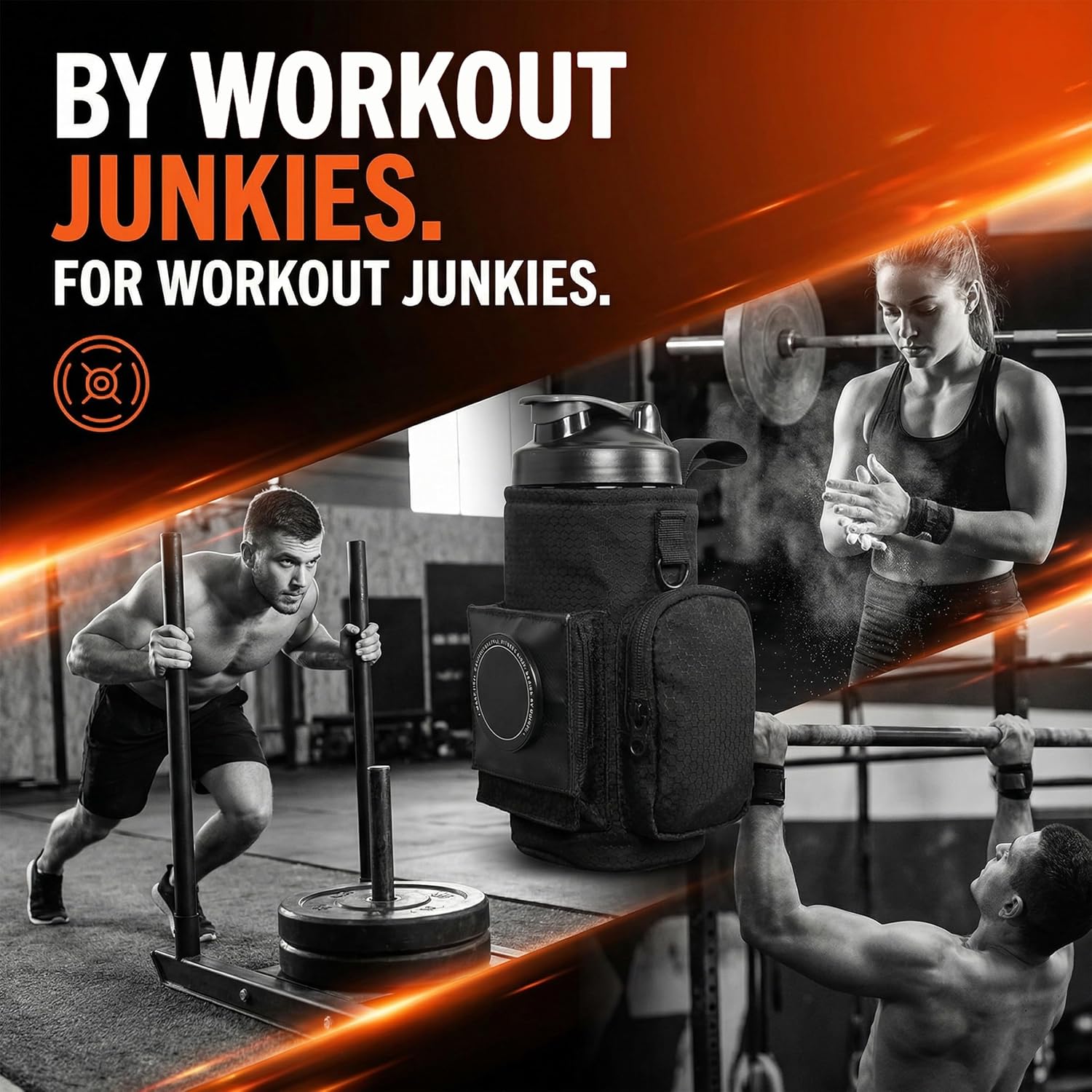 MagTac Fitness Caddy - Magnetic Gym Bag with MagSafe Phone Mount – Mil-Spec Magnets Stick to Steel Racks – Insulated Bottle Holder, AirTag Pocket, Wrist & Shoulder Strap – Compact Tactical Workout Bag