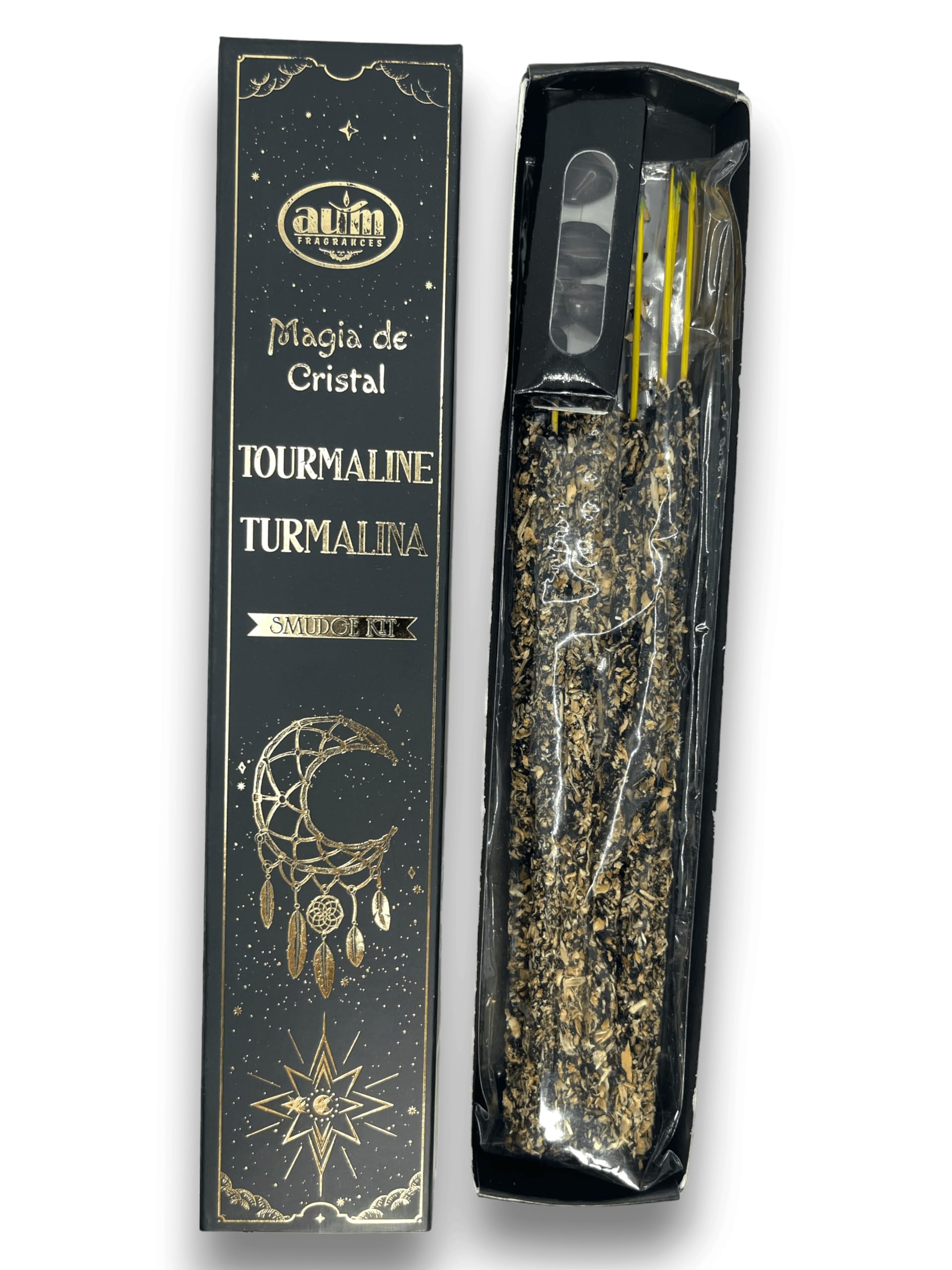AUM Fragrances Crystal Magic, incenso con scatola minerale, ingredienti naturali, ecologico, senza pesticidi, fatto a mano, atossico, 20 g, HOSTENATURA (ametista