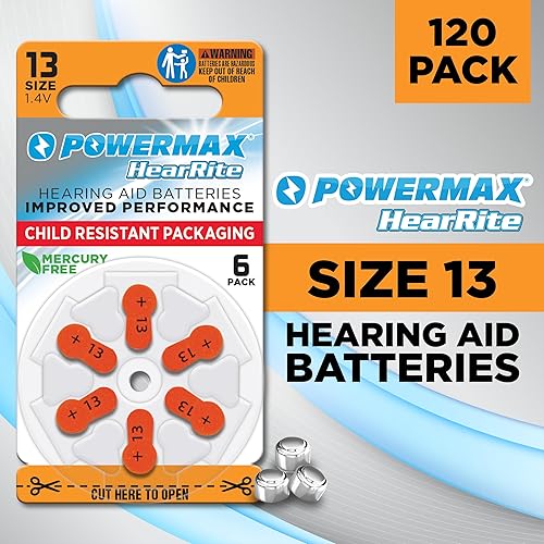 Miniatura 10 de Powermax Baterías para audífonos tamaño 13, pestaña naranja, 192 unidades