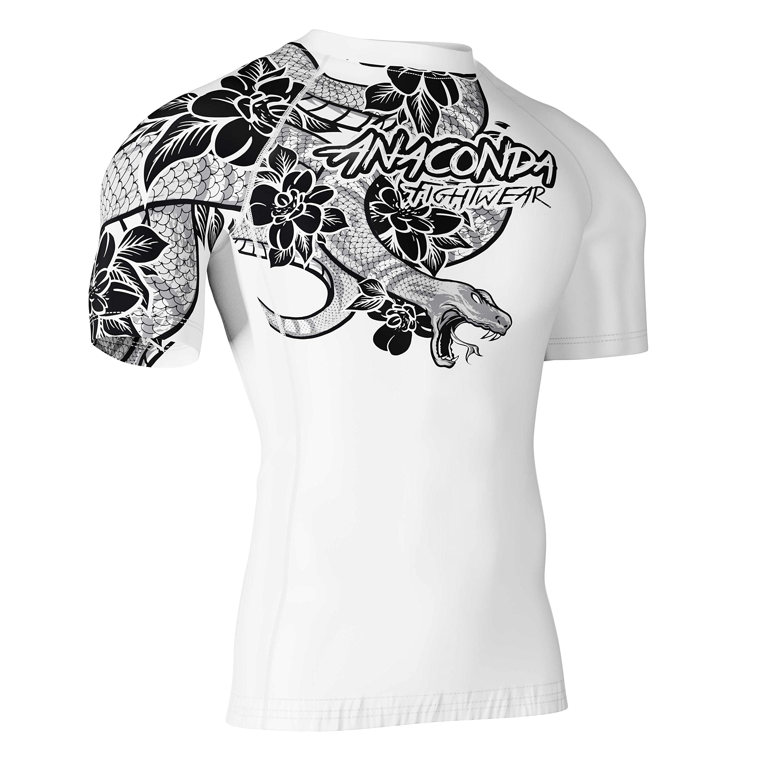 Anaconda Constrictor Rashguard for BJJ & MMA, White, S