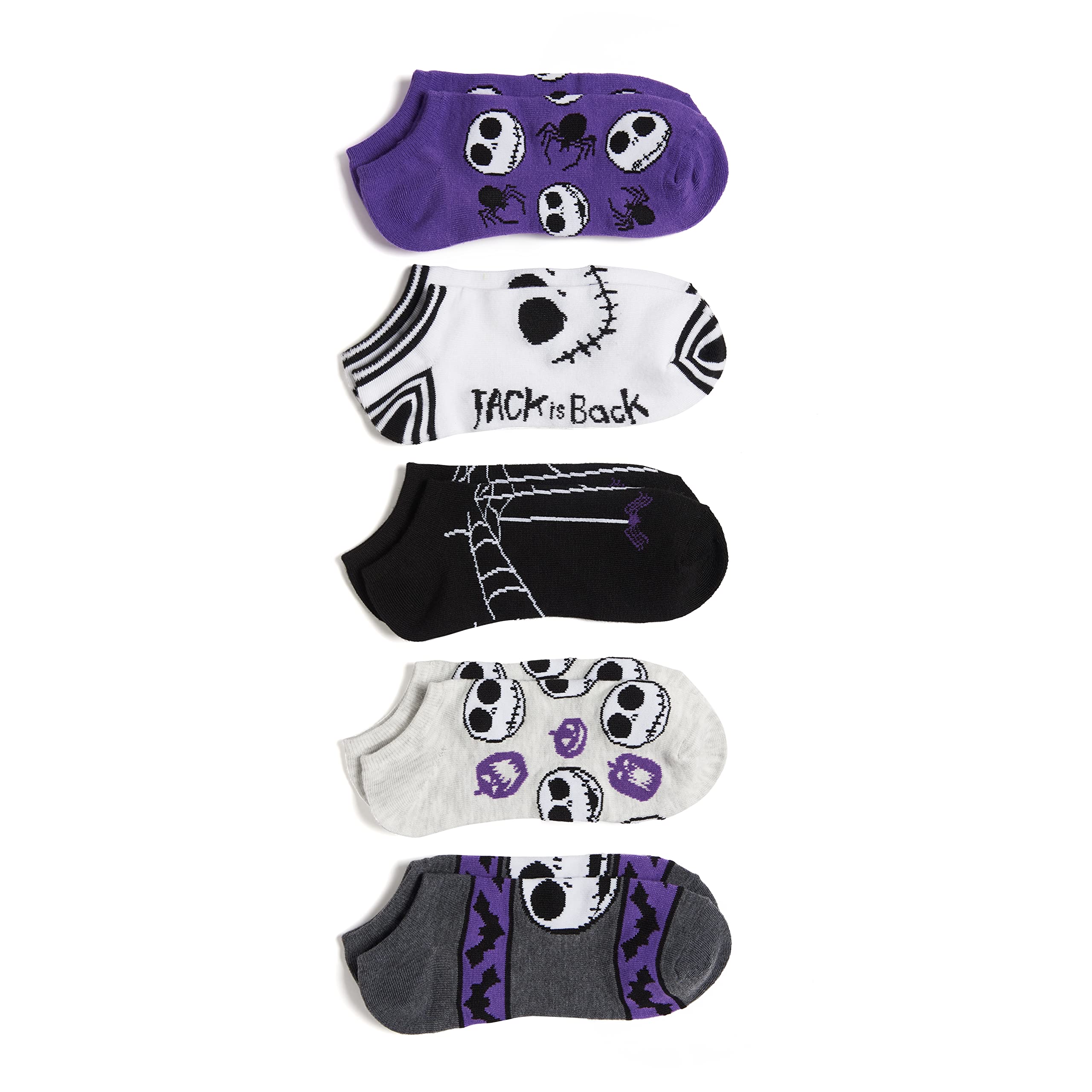Disney Women's Nightmare Before Christmas 5 Pack No Show Socks