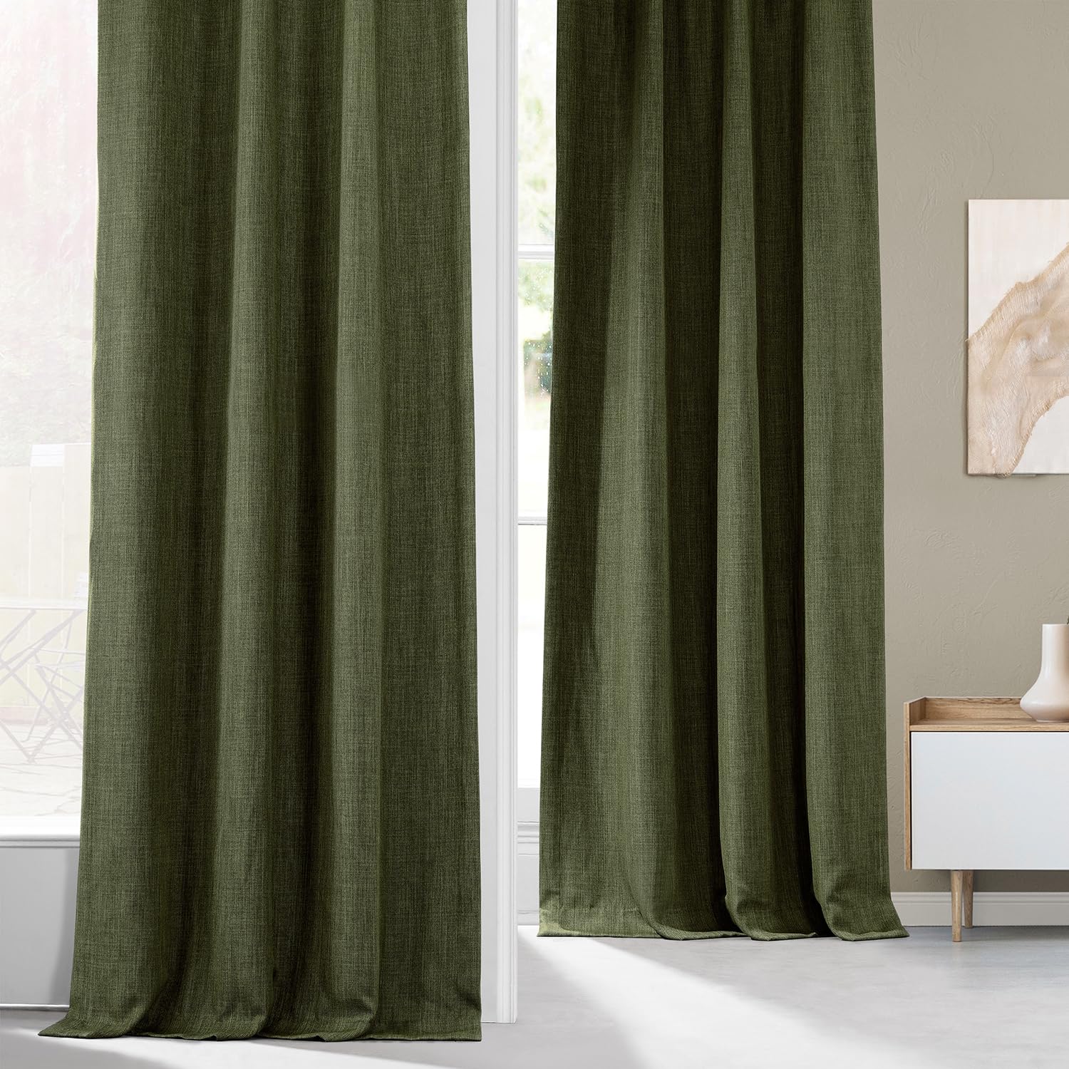HPD Half Price Drapes Faux Linen Room Darkening Curtains for Bedroom 50 X 108, BOCH-LN22302-108 (1 Panel), Khaki Green - Image 4