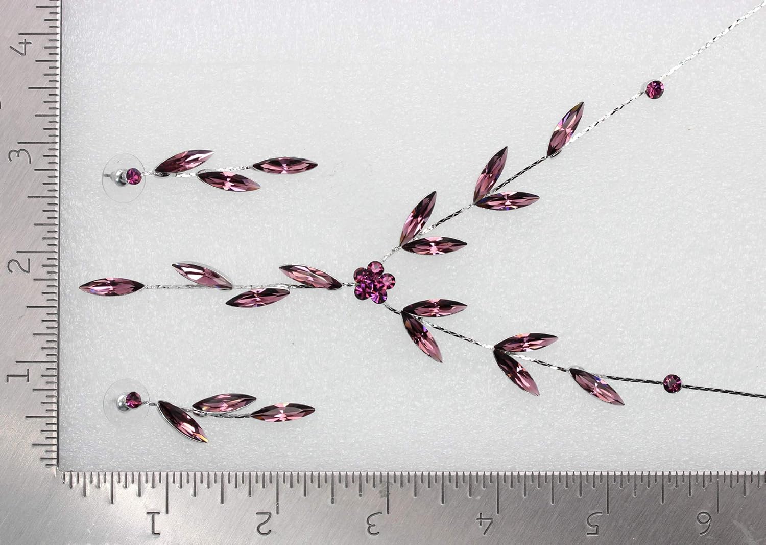 Faship Gorgeous Rhinestone Crystal Floral Necklace Earrings Set - Image 5