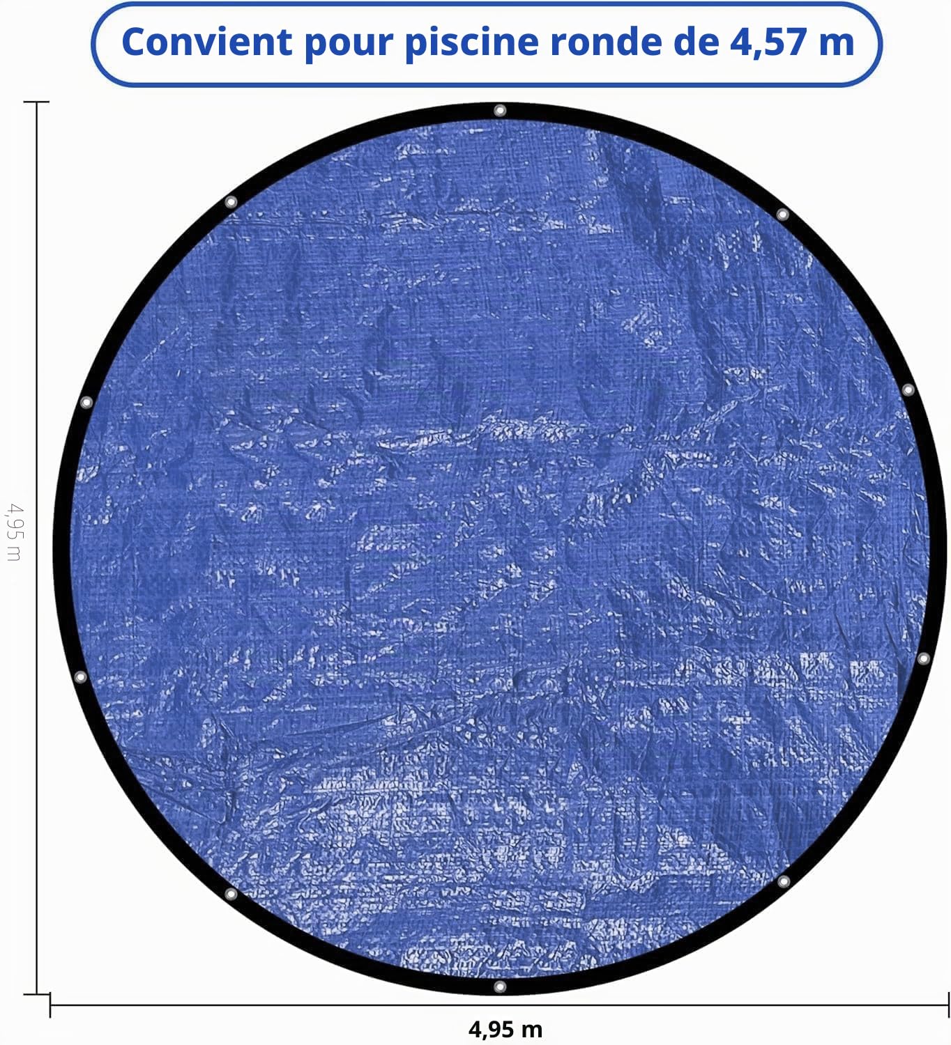 457CM Bâche Protection pour Piscine - Bache Piscine Ronde - Couverture de Extérieur Ronde Spa Baignoire idéale, Imperméable Anti-Poussière Anti-UV, Bâche de Piscine été et Hiver avec Cordon