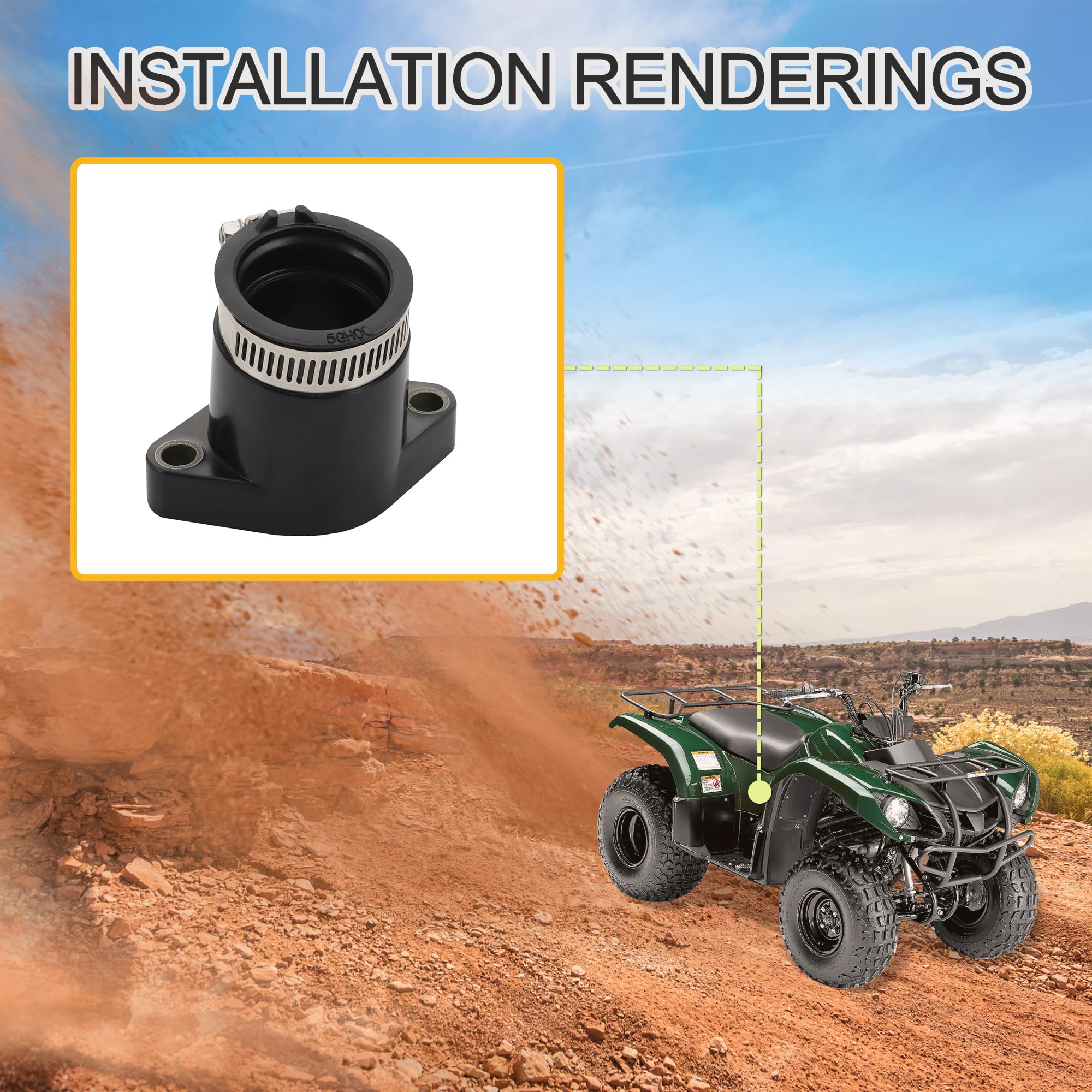 GOOFIT Joint D'Admission Manchon De Carburateur Remplacement pour YFM400F Grizzly YFM450 YFM450 YFM400 2000-2014 5GH-13586-00-00