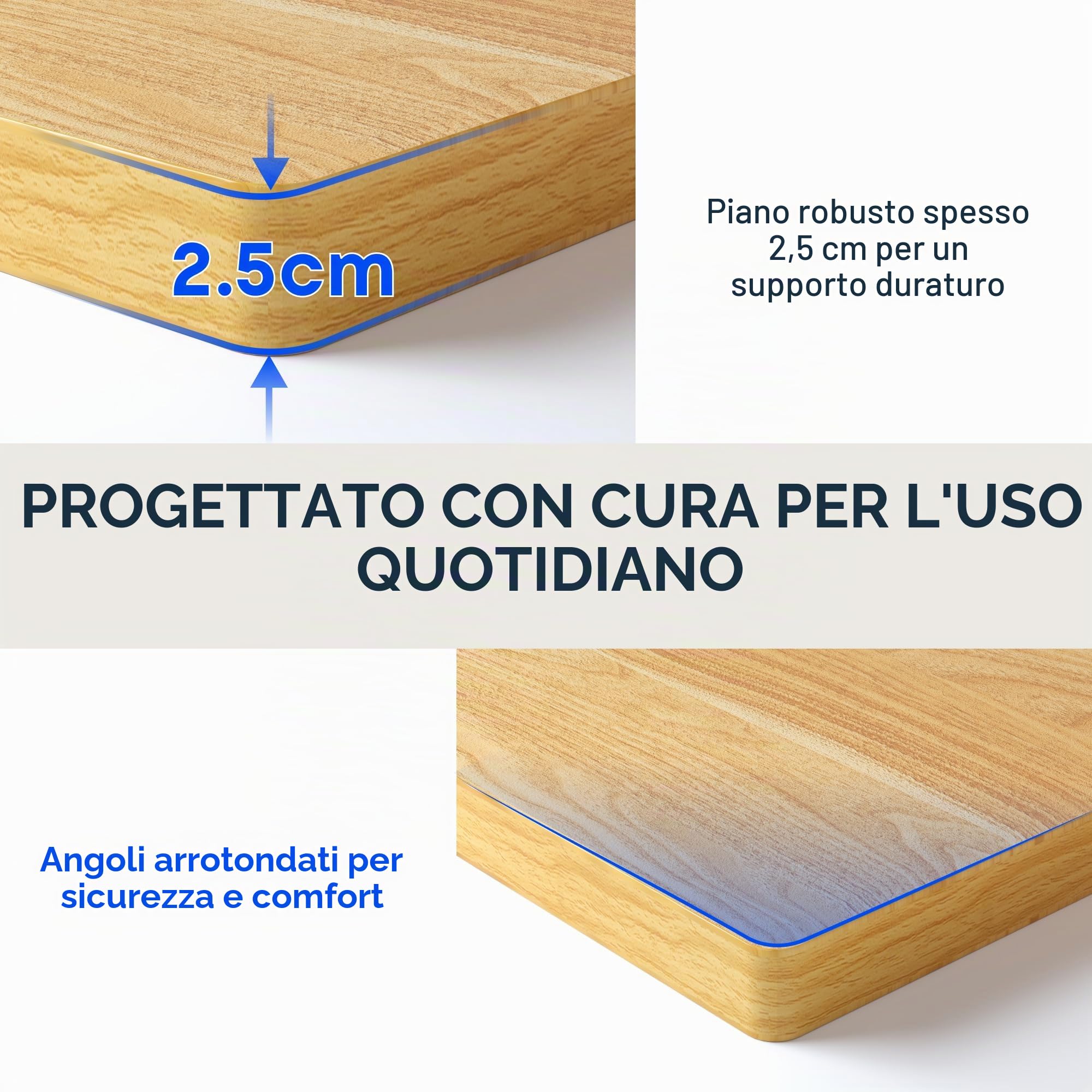 FLEXISPOT Piano da tavolo 200 x 80 cm, spessore 25 mm, piano da scrivania monoblocco, tavolo da ufficio fai da te, ideale per scrivanie regolabili in altezza (maple)