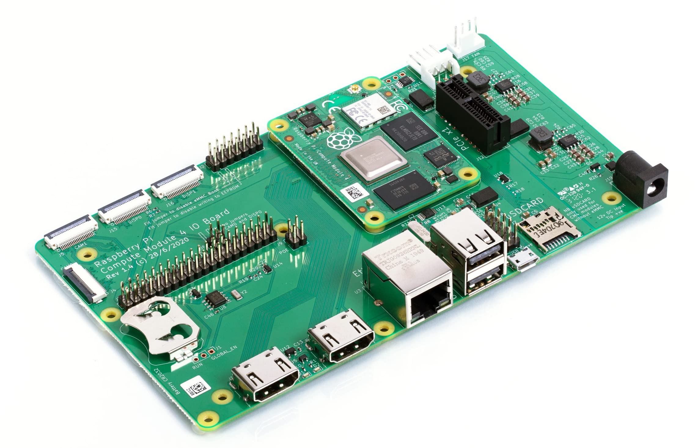 Raspberry Pi Compute Module 4 con scheda I/O Module 4 per Raspberry Pi, (CM4 1 GB, Lite, non wireless)