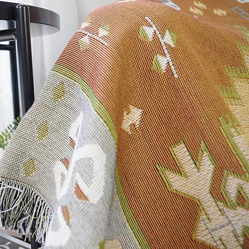 Miniatura 4 de Luxlovery Manta bohemia para sofá, color amarillo polvoriento y gris, bohemio, hippie, tribal, bohemio, azteca, manta para sofá o cama, manta de