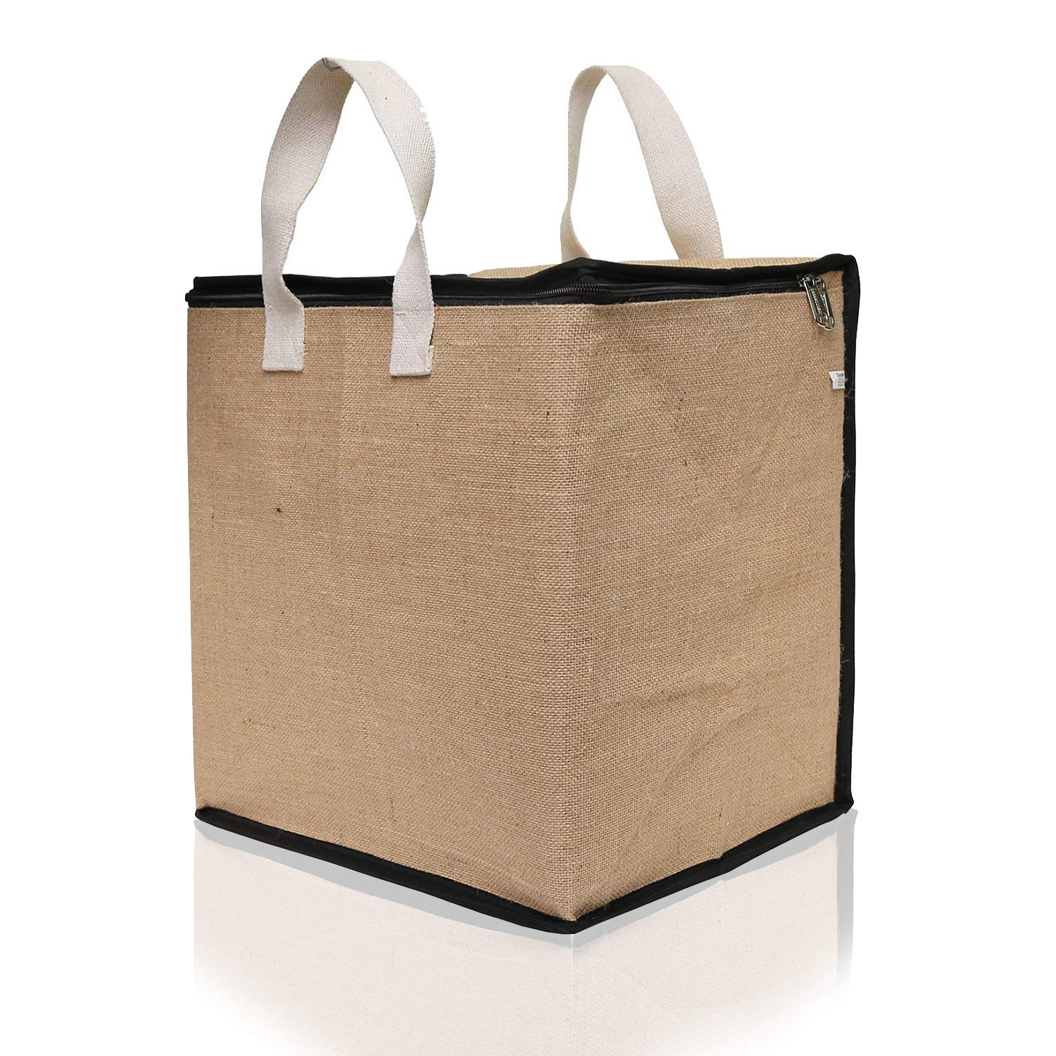 DOUBLE R BAGS jute Reinforced Cotton Handles and Thick Base with Multipurpose Storage Organizer and Covers Zip Bag (Plain, Pack of 1) (B08YWL7666) Amazon Price History, Amazon Price Tracker