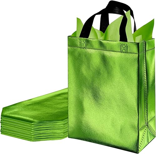 BLEWINDZ 10 bolsas de regalo de tamaño mediano  Bolsas de compras reutilizables de 10.2 pulgadas con asas  perfectas como bolsas de recuerdo de