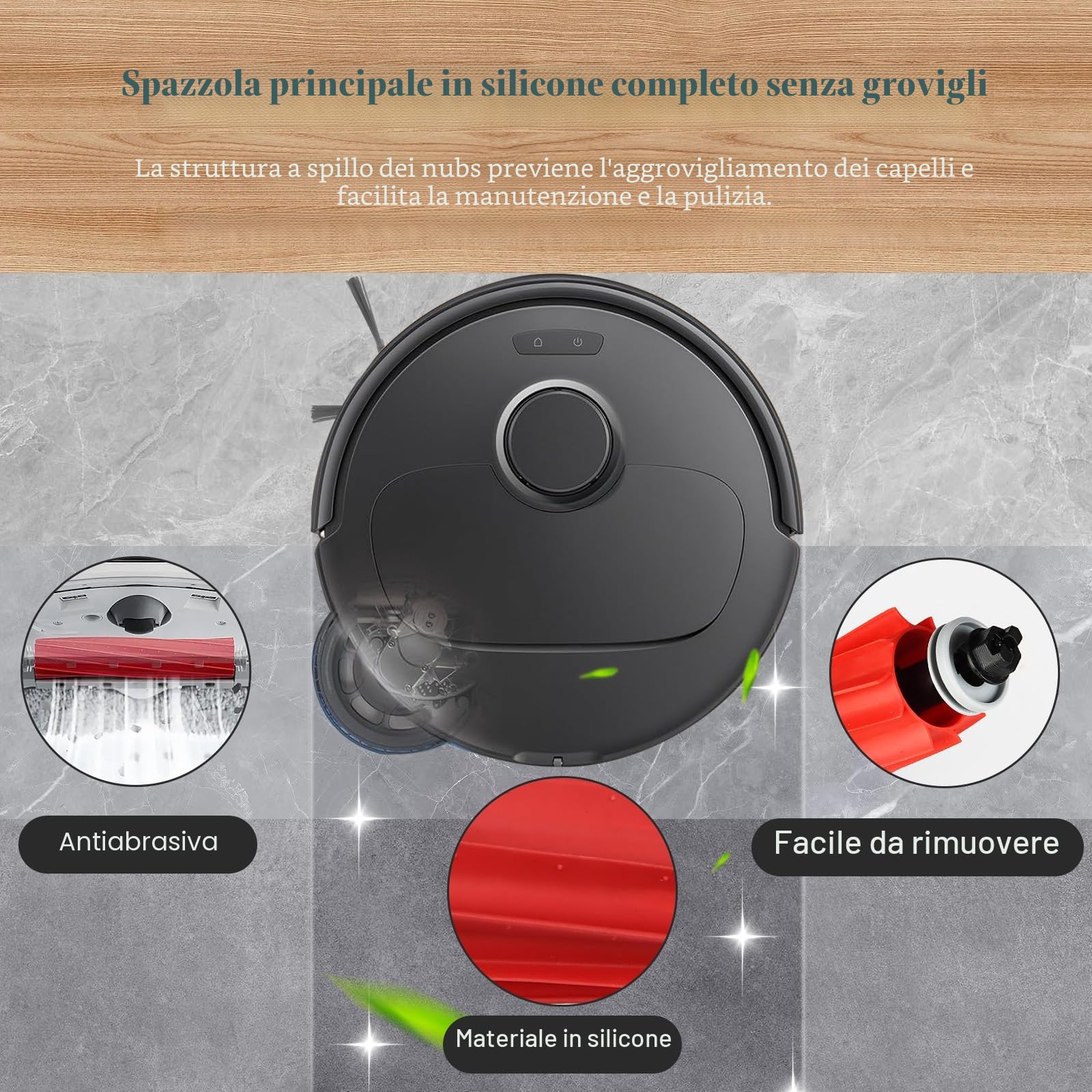 26 pezzi accessori per robot aspirapolvere Roborock QV 35A/QV 35S/QR598/QR798, 2 spazzole principali, 6 sacchetti per la polvere, 6 panni per la pulizia, 4 filtri HEPA, 6 spazzole laterali, 1 spazzola