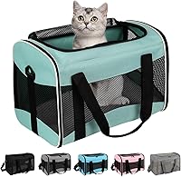 Airline Approved Soft-Sided Cat Carrier for Small Medium Cats Dogs up to 15 lbs - Collapsible Pet Travel Bag 17x11x11 Green