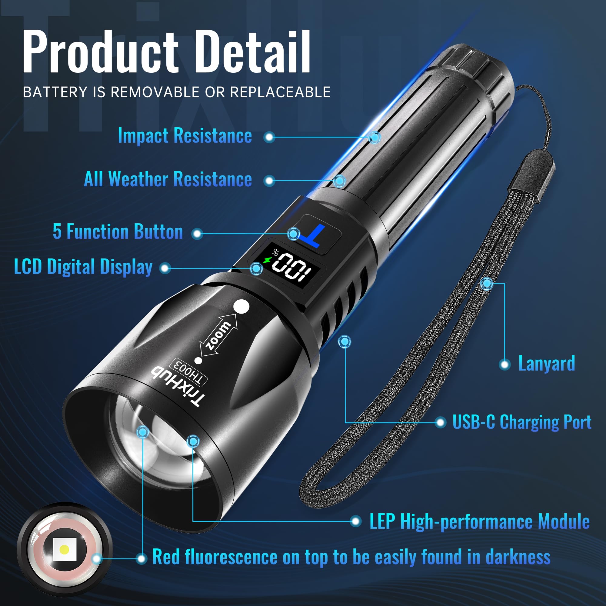 Amazon.co.jp: 充電式懐中電灯 高ルーメン 2個パック ズーム可能