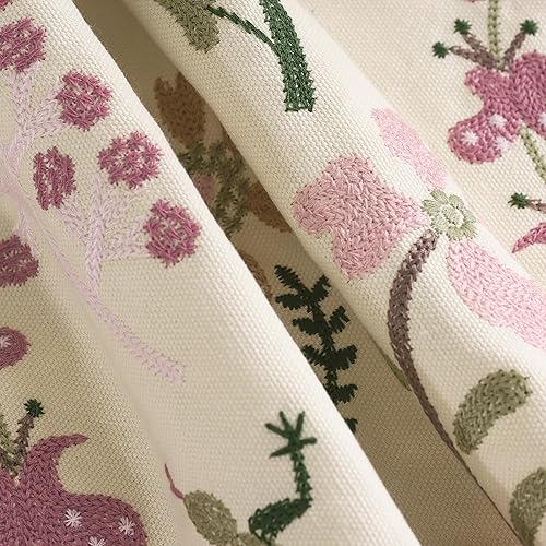 Miniatura 2 de Tosleo Fundas de almohada decorativas de 18 x 18 pulgadas, paquete de 2 fundas de almohada de algodón con flores rosas bordadas de Gecko, fundas de