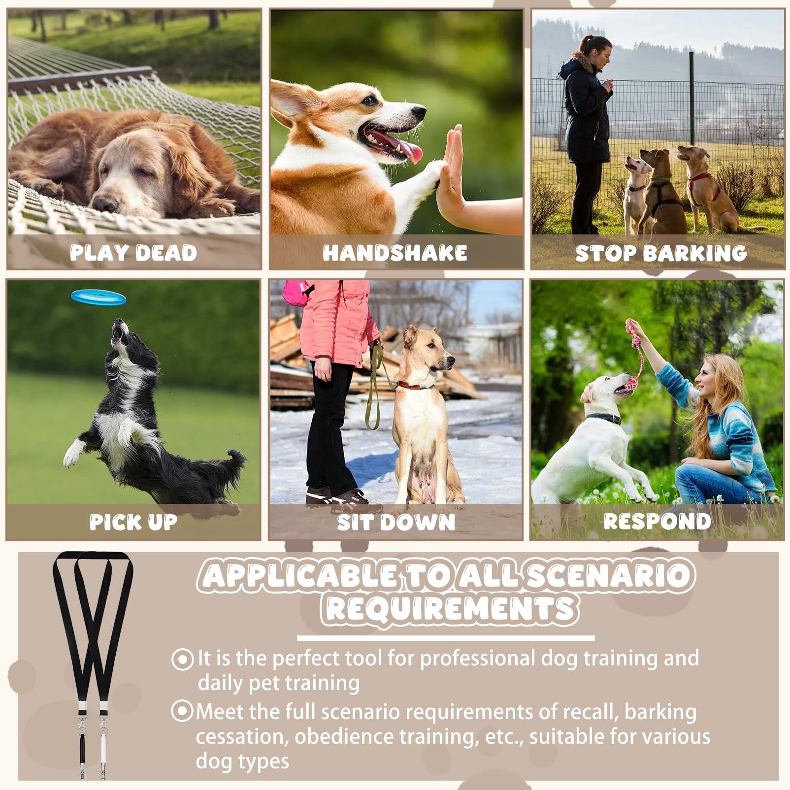 2 Pièces Sifflets pour Chien avec Clicker pour Chien Sifflet Ultrason Chien Anti Aboiement Sifflet Dressage Chien avec Lanière Sifflet et clicker pour Dressage de Chiens