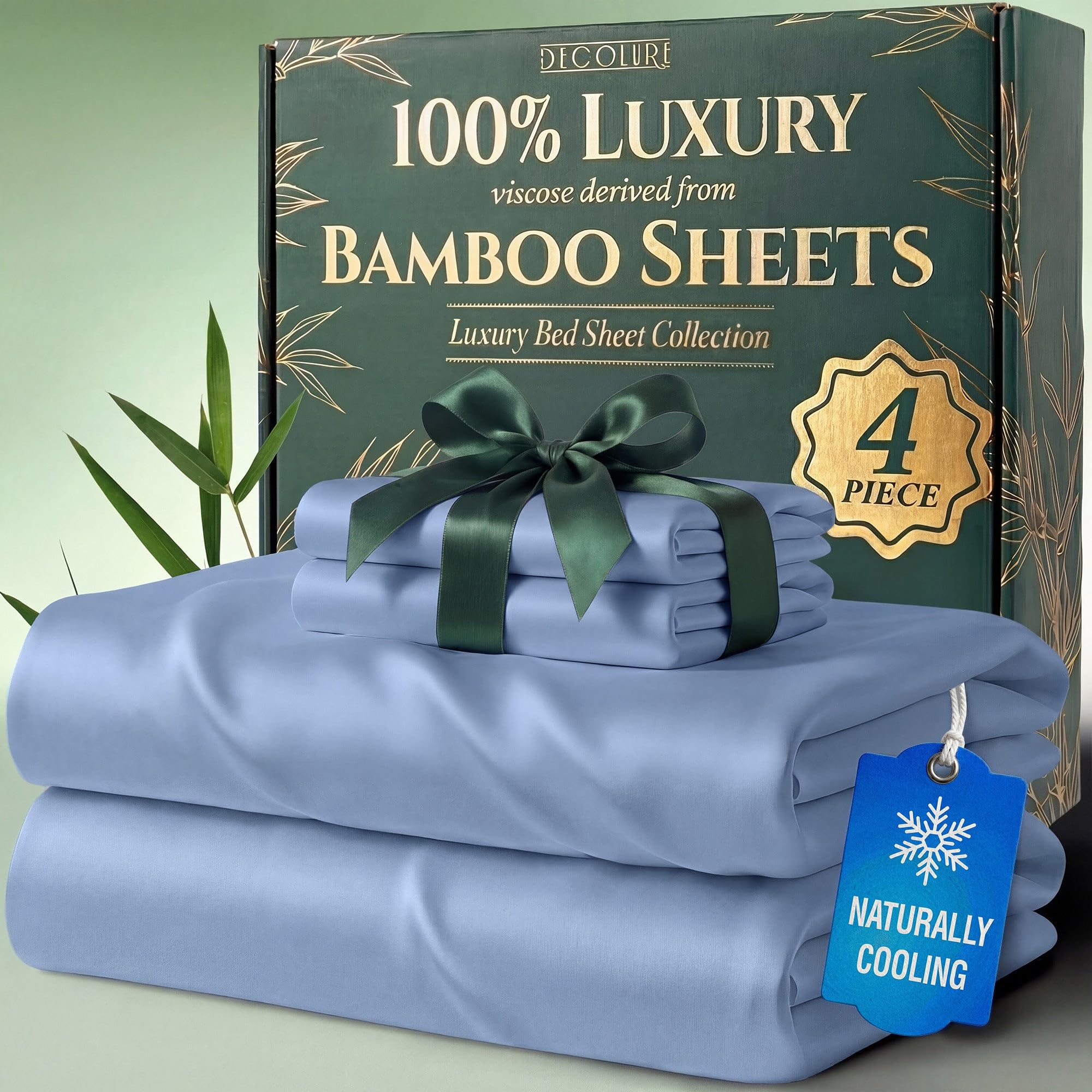 DECOLURE 100% Organic Viscose Derived from Bamboo Sheets Queen Size 6pcs - Ultra Soft & Luxuriously Cooling, 17" Deep Pocket, Double Stitching, Perfect for Hot Sleepers - Queen Bed Sheets (White) — view 31