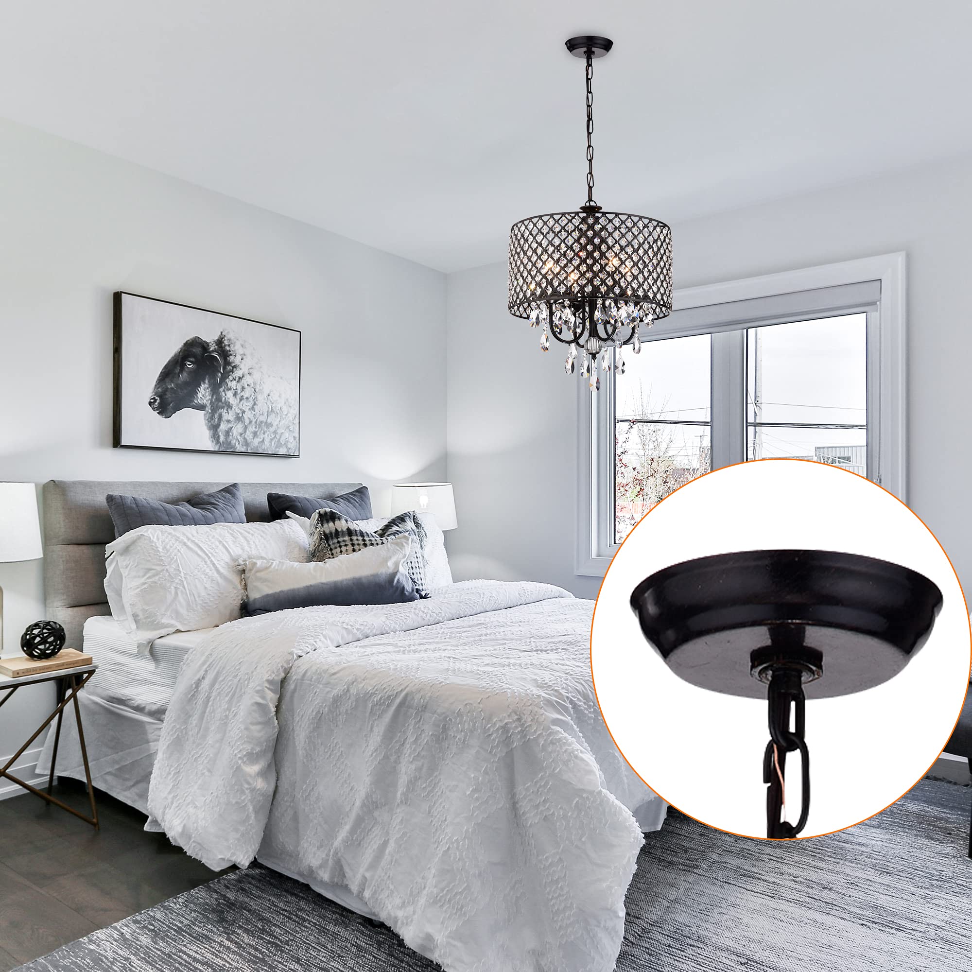 Mr.Color Black Light Fixture Canopy Kit 5 Inches Diameter and 6 Feet Chandelier Chain Includes Mounting Hardware for Pendant Light or Swag Light Fixtures, Max Fixture Load of 50 Pounds — Amazon image 4