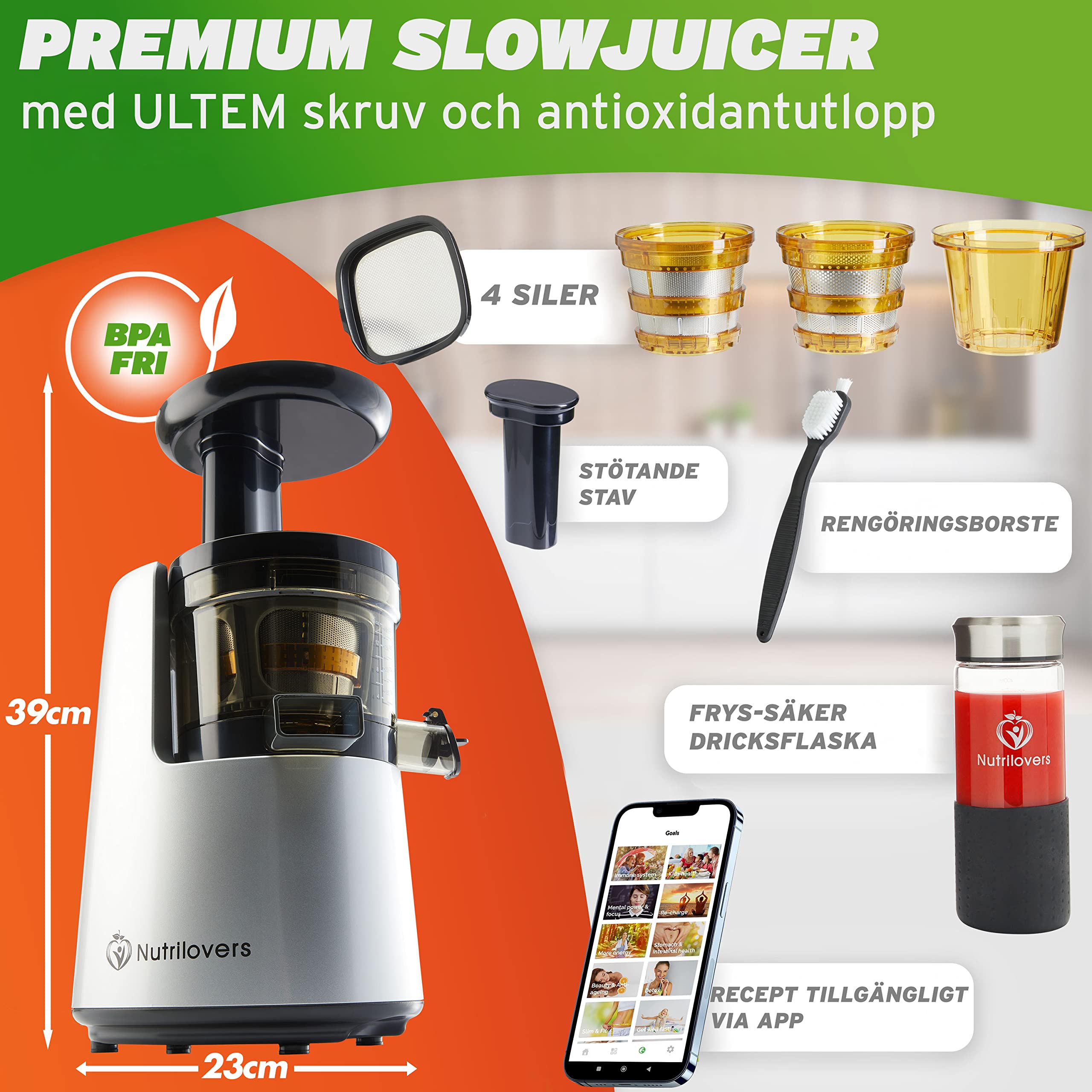 AMZCHEF Ganzfrucht Entsafter - 80MM Große Öffnung Slow Juicer