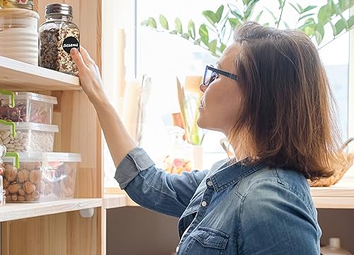 Miniatura 7 de RoyalHouse 24 frascos de vidrio para especias, recipientes cuadrados vacíos de 4 onzas con etiquetas de especias y tapas de metal herméticas con