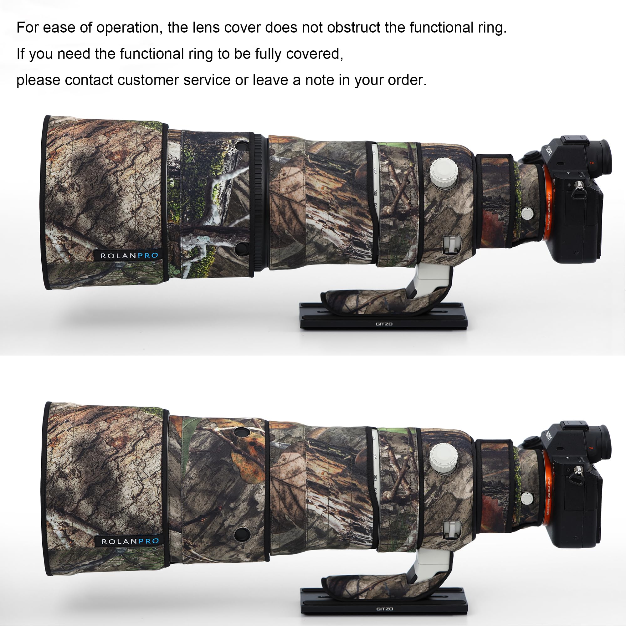 Rolanpro Copriobiettivo impermeabile mimetico per Sony FE 100-400 mm F4.5 GM OSS Lens Custodia protettiva abbigliamento #31 Jungle camo impermeabile