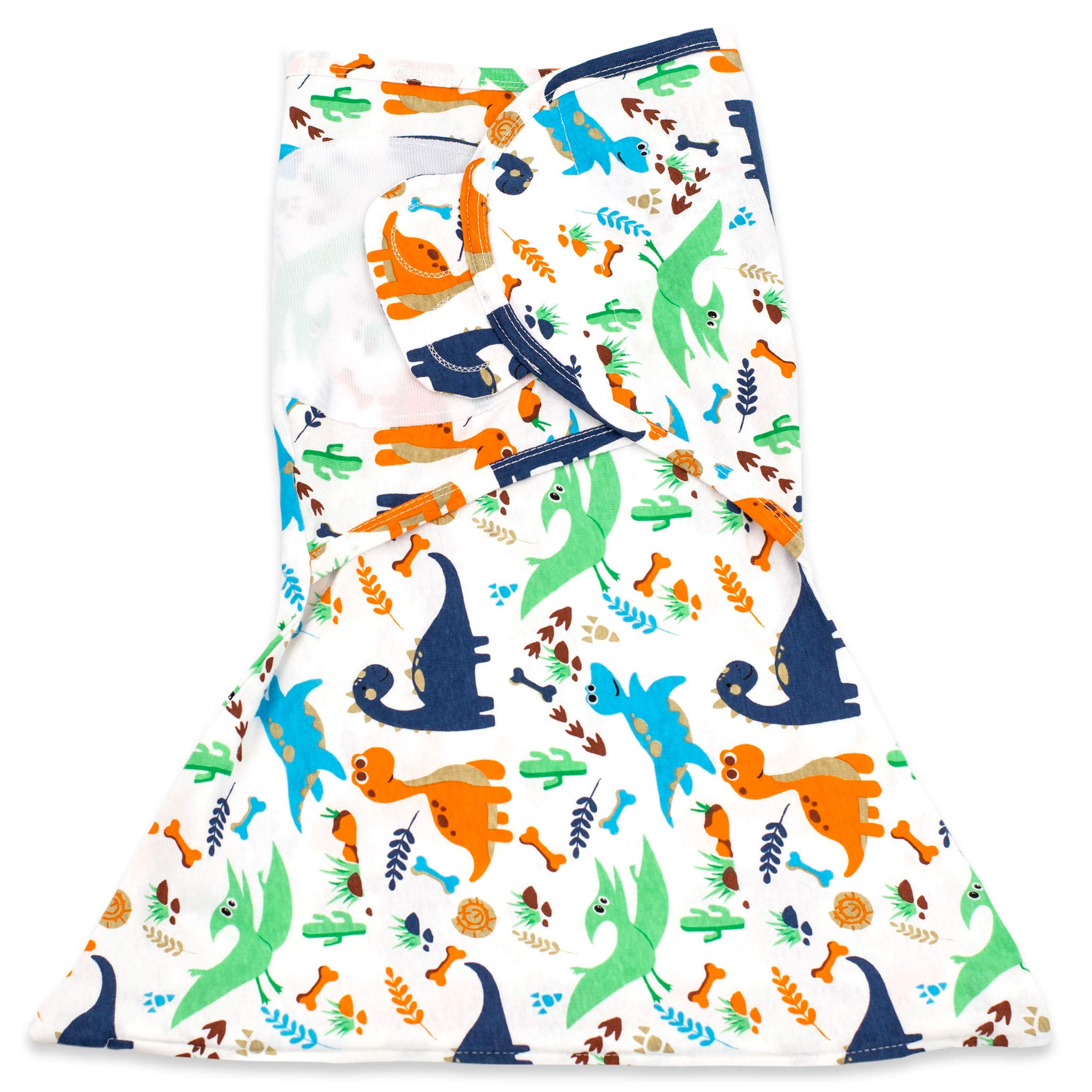 SleepingBabyZippy Swaddle - Baby Swaddle Blanket with Convenient Bottom Zipper - Boy Dino - Small/Medium