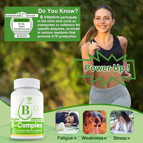 Miniatura 6 de Complejo de vitamina B sin azúcar con metil B12, metilfolato, B6, B1, B2, B3, suplemento de complejo B metilado de disolución rápida altamente