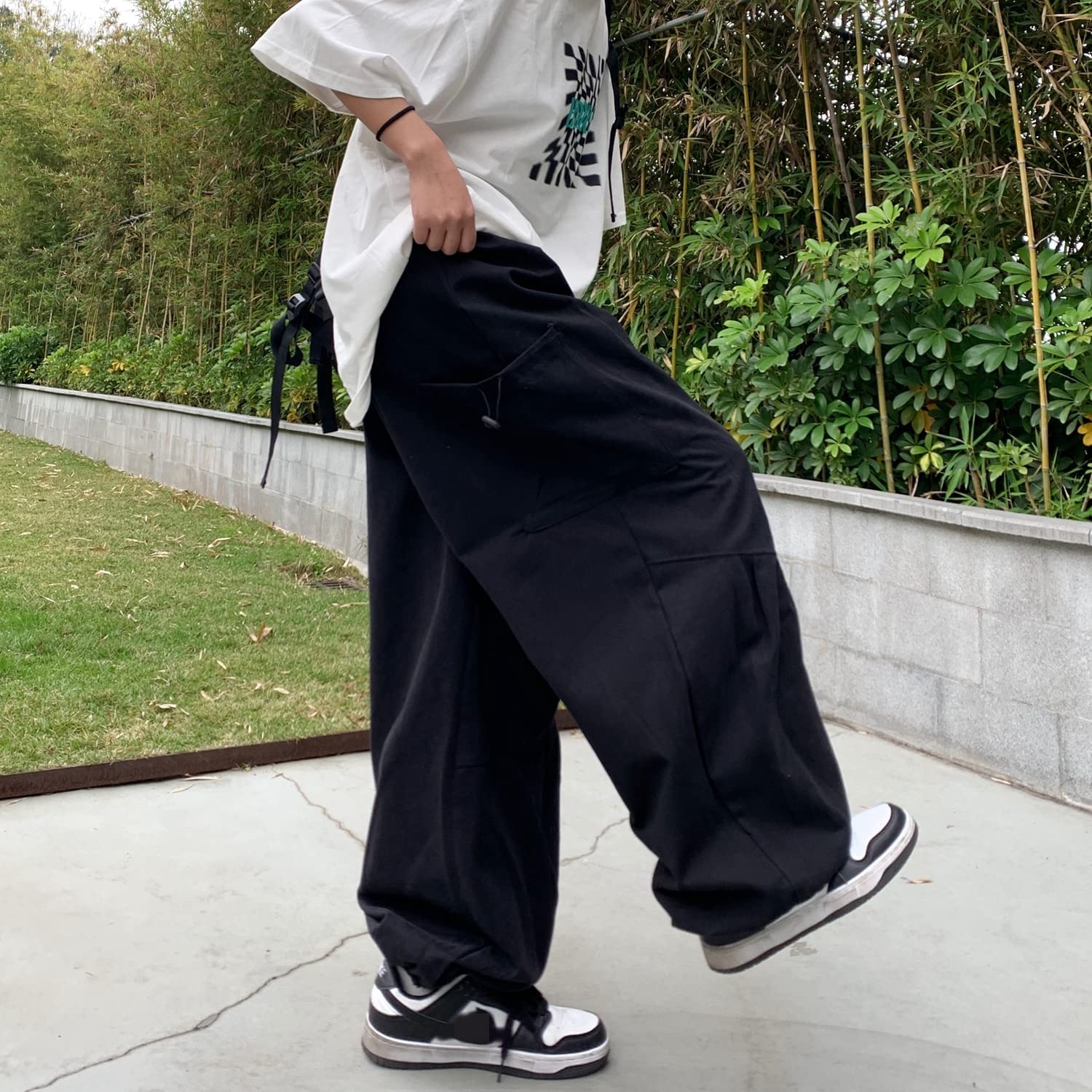 Skateboard Frog Pantalon Cargo Femme Noir Large Baggy y2k Rétro Américain | cargo pants femme gothique harajuku taille élastique cordon détendu bas resserré grande poche latérale hip hop streetwear