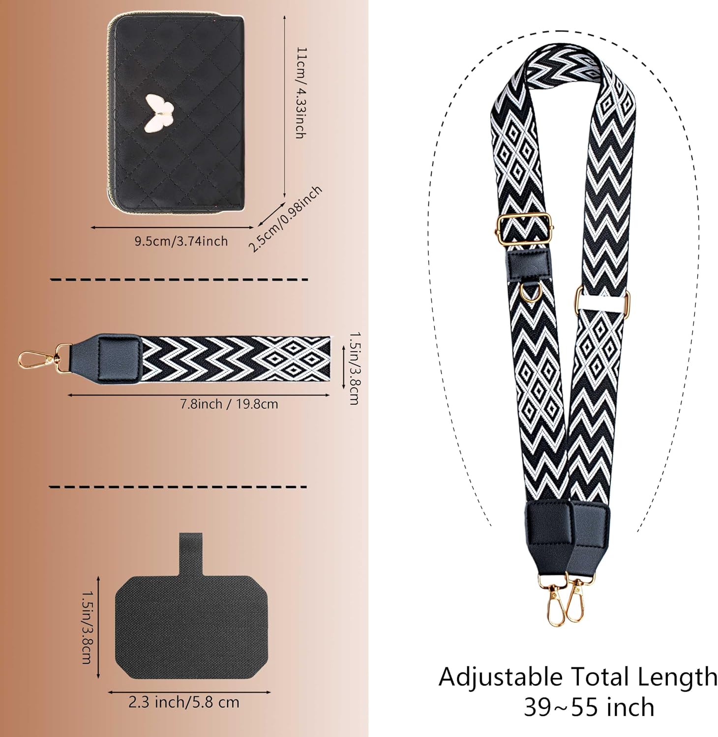 Clip and Go Phone Strap with Wallet Phone Lanyard Crossbody with Wallet Cell Phone Lanyards for Women