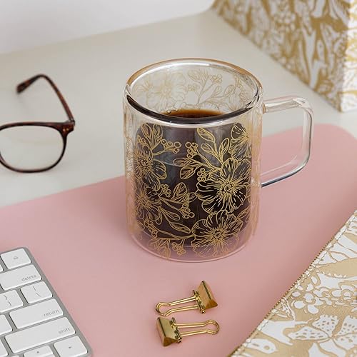 Miniatura 3 de Steel Mill & Co - Tazas de café de doble pared, paquete de 2 tazas de café de vidrio, juego de tazas de vidrio de 14 onzas para café o té, tazas de