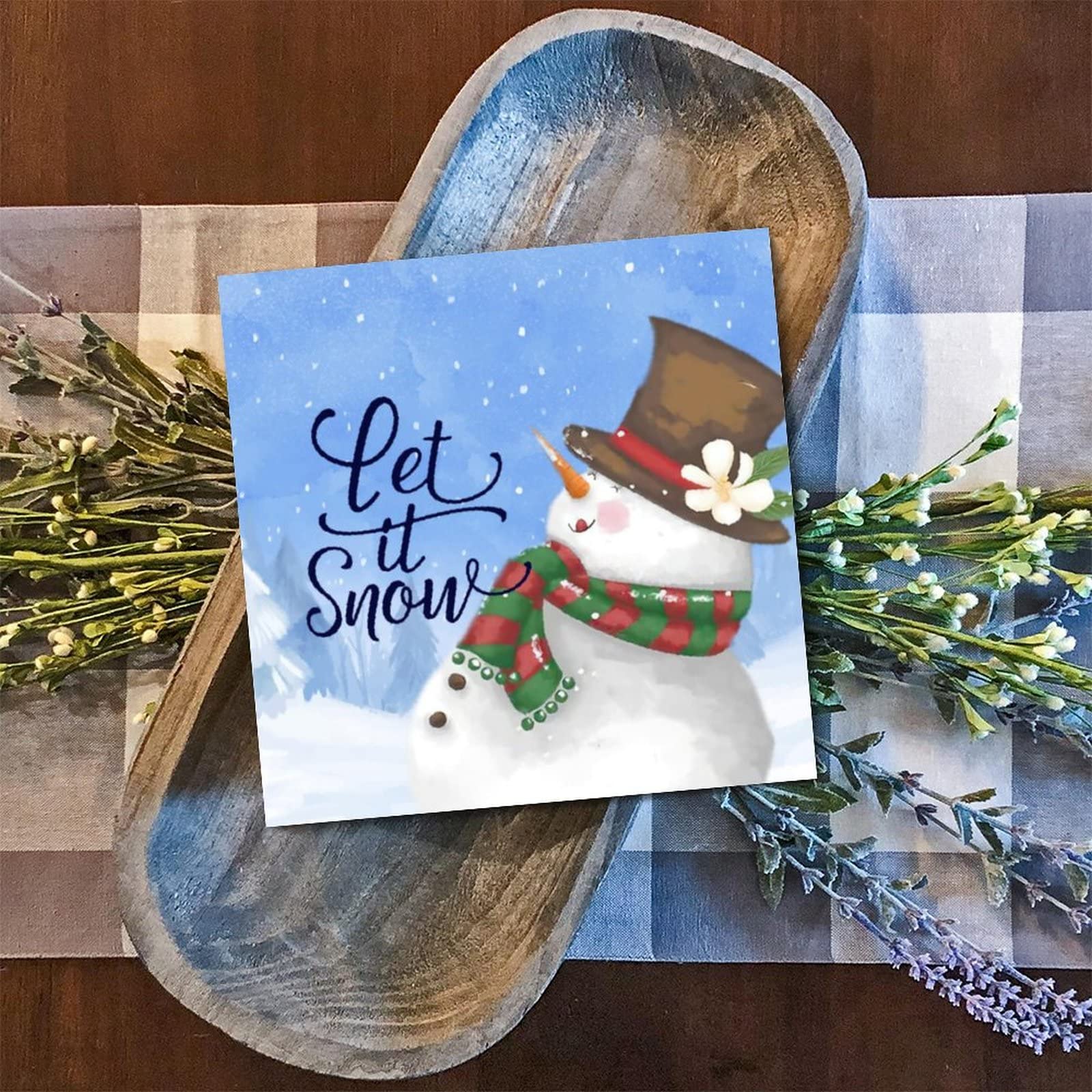 Panneau de Noël en bois Let It Snow pour célébrer la magie en famille