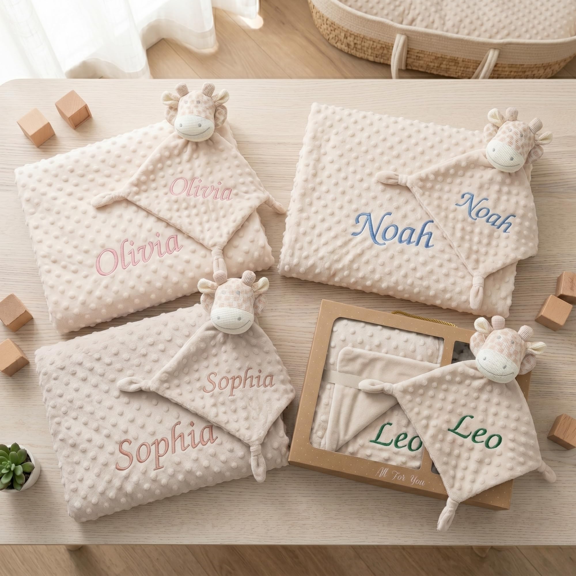 Pack Manta Bebé Personalizada con Nombre Bordado con Doudou Crochet Regalo Personalizado Bebe Recién Nacido Niño Niña Mantita Suave 110x80 cm Dou Dou 25x25 cm Apego Baby Shower Bautizo — view 5