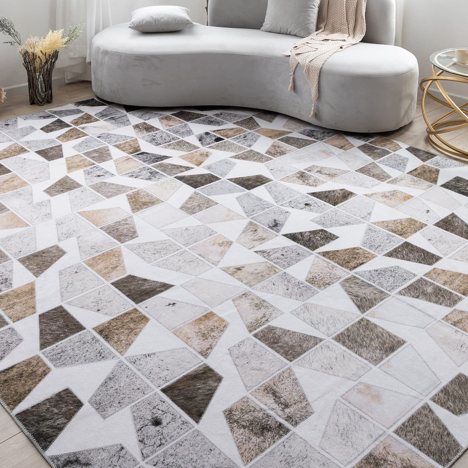 Coronado 9x12 Area Rugs, Modern Geometric Faux Cowhide