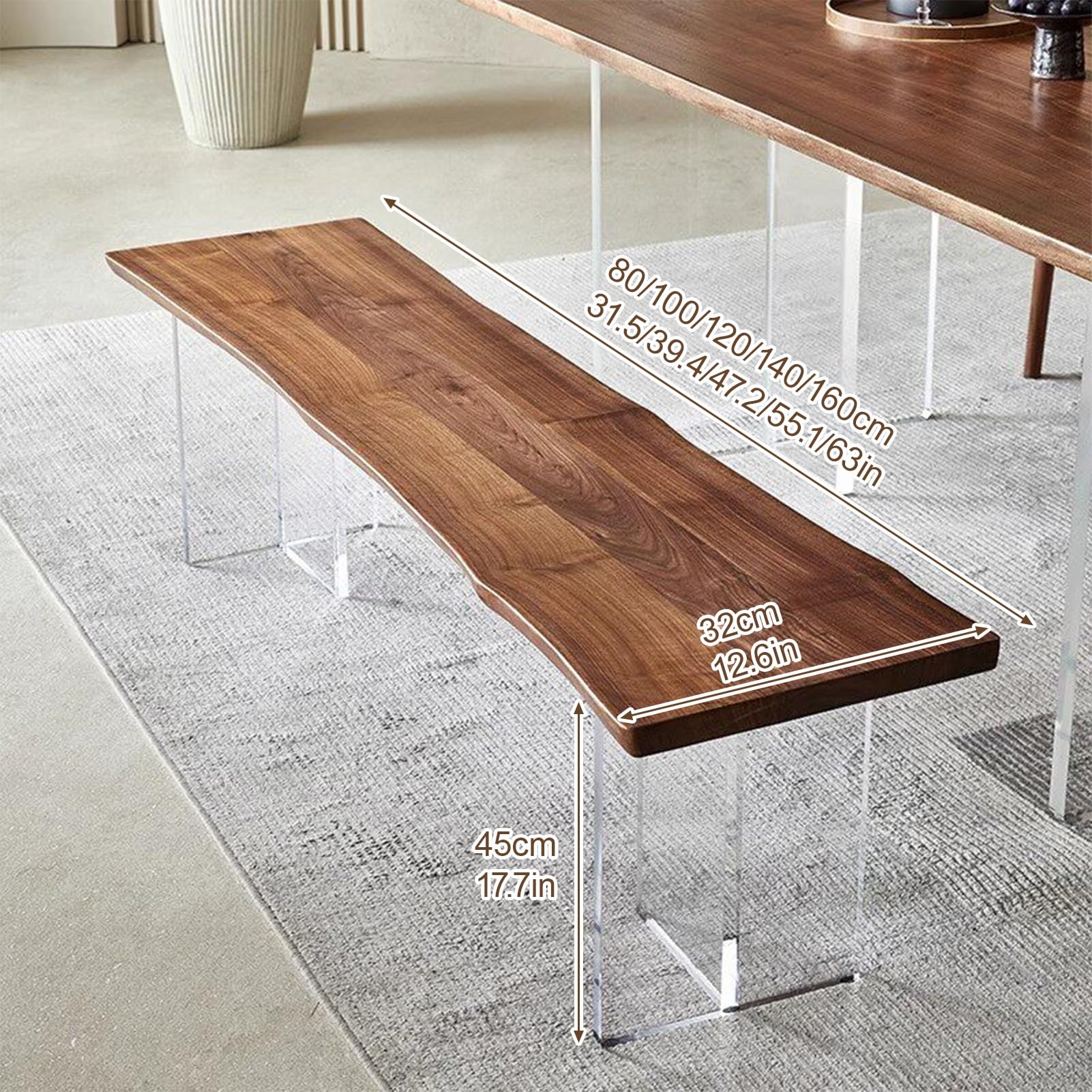 Panca da tavolo da pranzo, panca in legno stile rustico, panca da fondo letto, panca da pranzo in stile moderno di metà secolo, per sala da pranzo, soggiorno, corridoio, cucina, ingresso (160x32x45