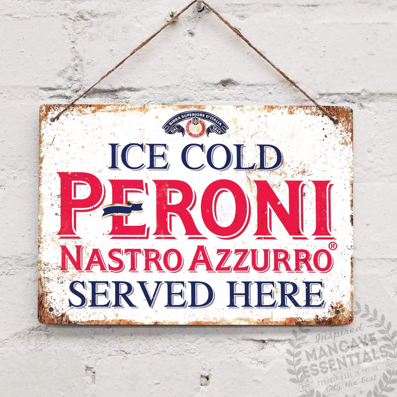 Peroni Beer Served Here Vintage Tin Sign Metal Decor Metal Sign Wall Metal Tin Sign 8X12 inches