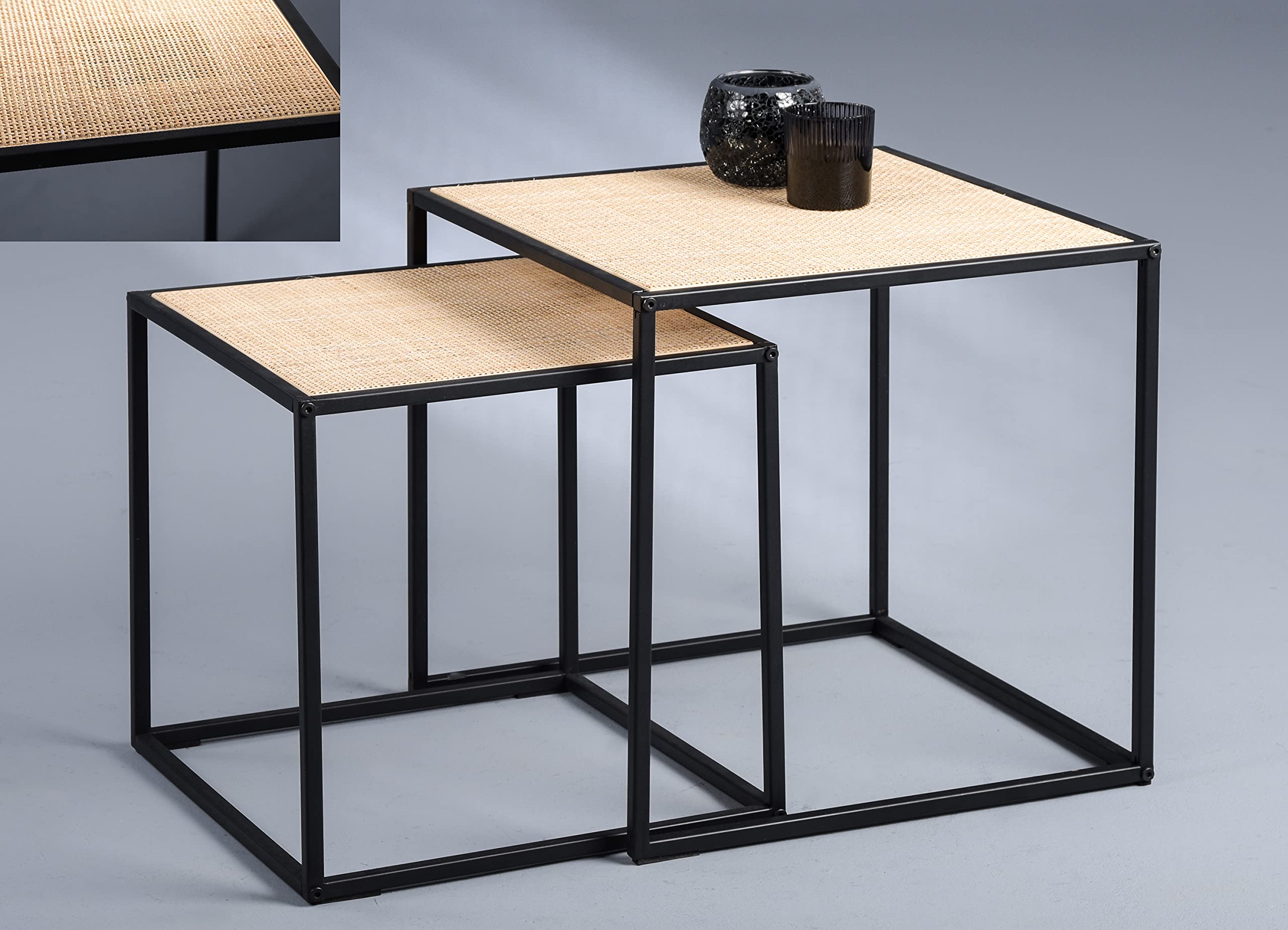 M2 Kollektion Luke - Tavolo a 2 posti, in metallo, marrone, nero, 44 x 44 x 44 cm, 38 x 38 x 38 cm