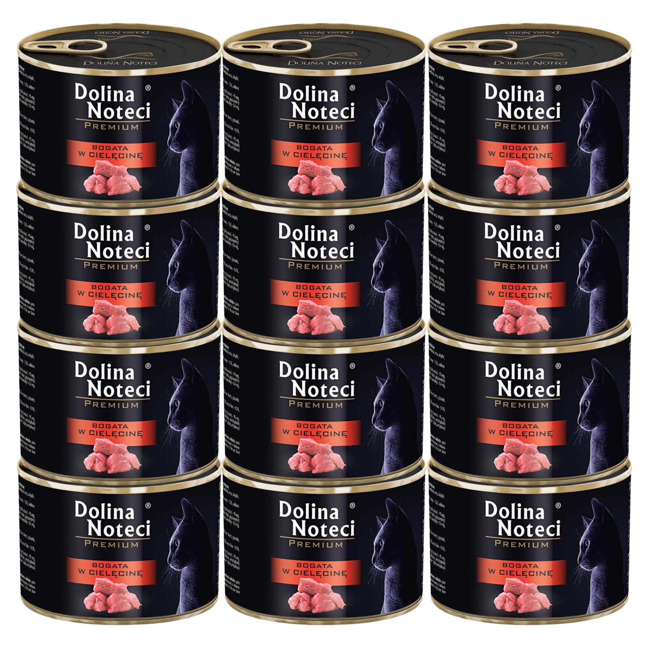 Dolina Noteci Premium Moist & Juicy Wholesome Grain-Free Cat Food - Natural Meat Recipes Enriched with Vitamins & Minerals for Happy, Healthy Cats! (Veal, 12x185g)