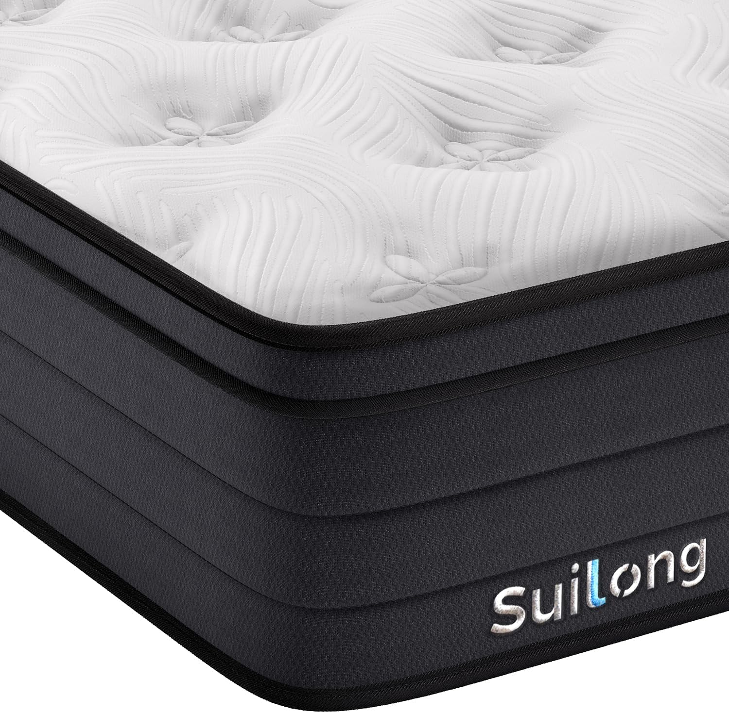 SuiLong European King Size Mattress, 12 Inch Memory Foam Hybrid Mattress, 7- Zone Individually Wrapped Spring, Orthopaedic Knitted Fabric Mattresses (160 X 200 X 30 cm)