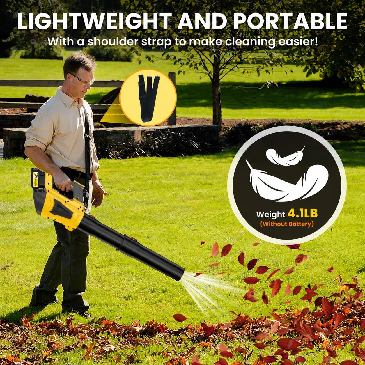 Akku Laubbläser 21V 8000mAh, 1000W Bürstenloser Motor 98000 U/min, Laubbläser Akku Kabellos mit 5 Geschwindigkeiten & Turbo-Modus, Laubbläser Leise für Garten Terrasse Einfahrt Garage