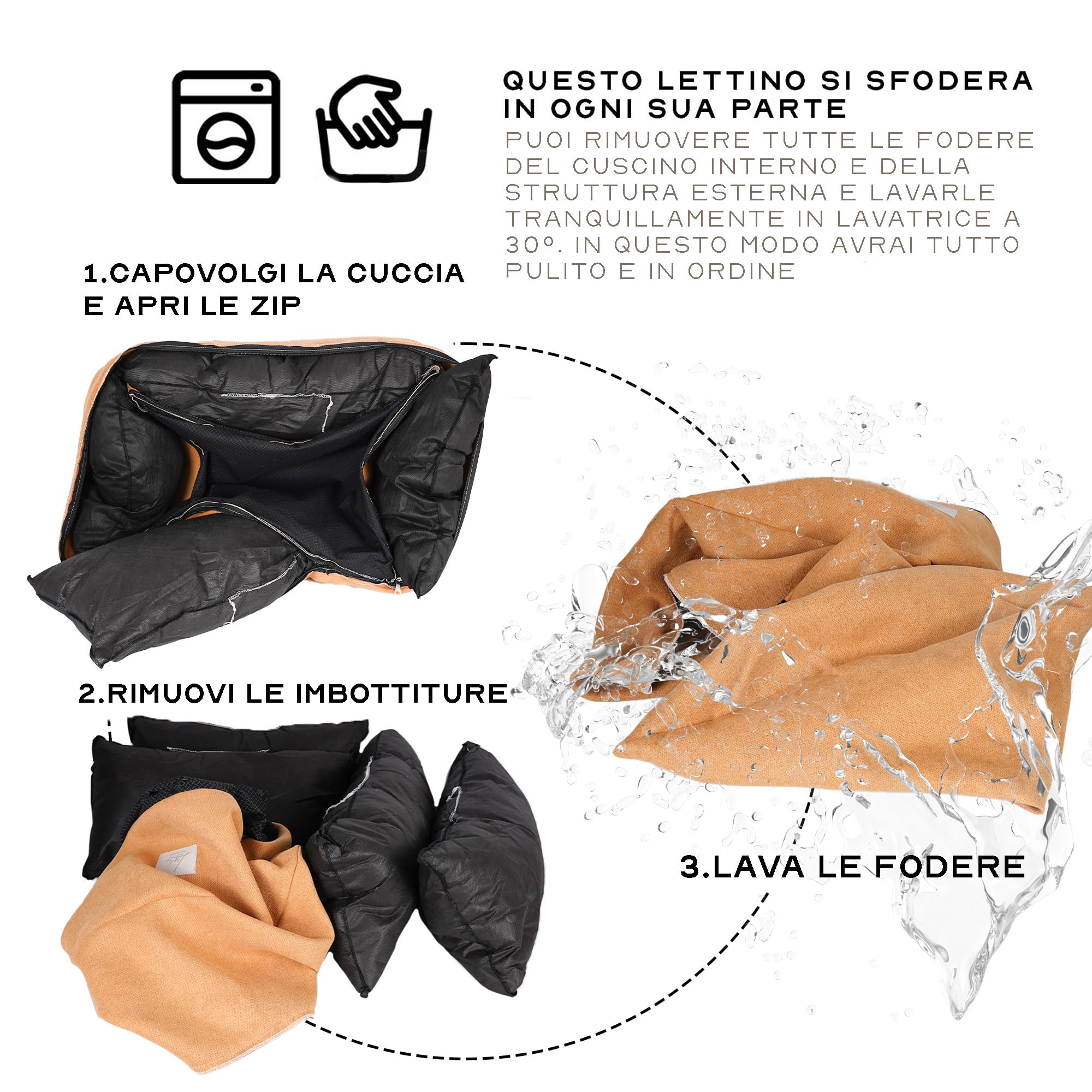 Ligo Buddy Elegance- Lettino Cuccia per cani realizzata in Italia. Cuscino materasso per Cane cuccetta completamente sfoderabile e lavabile in lavatrice. (XS/S: 50 X 60 cm, SOFT CARBONE)