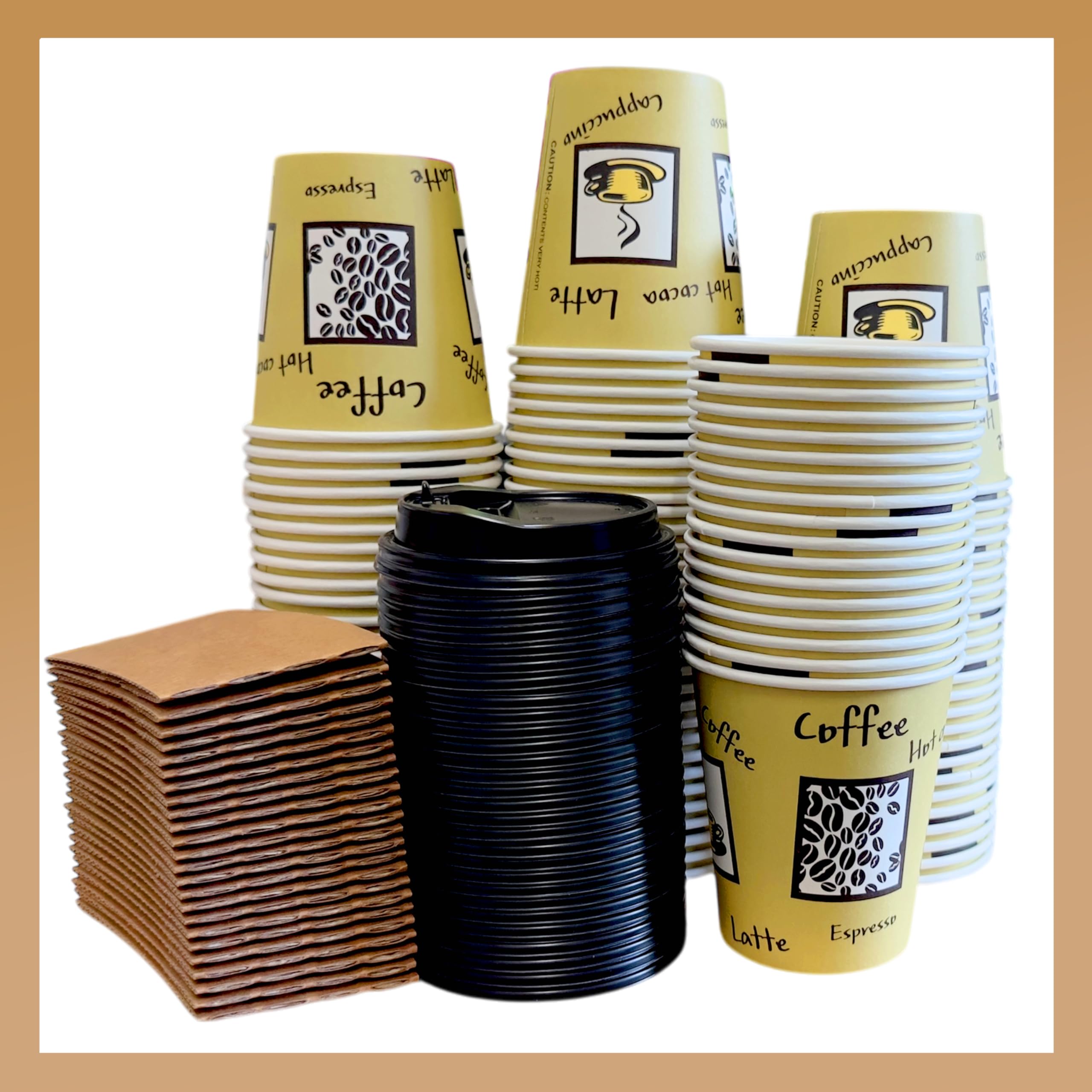 Gobelets en carton jetables sans fuite avec couvercles isolants pour café à emporter
