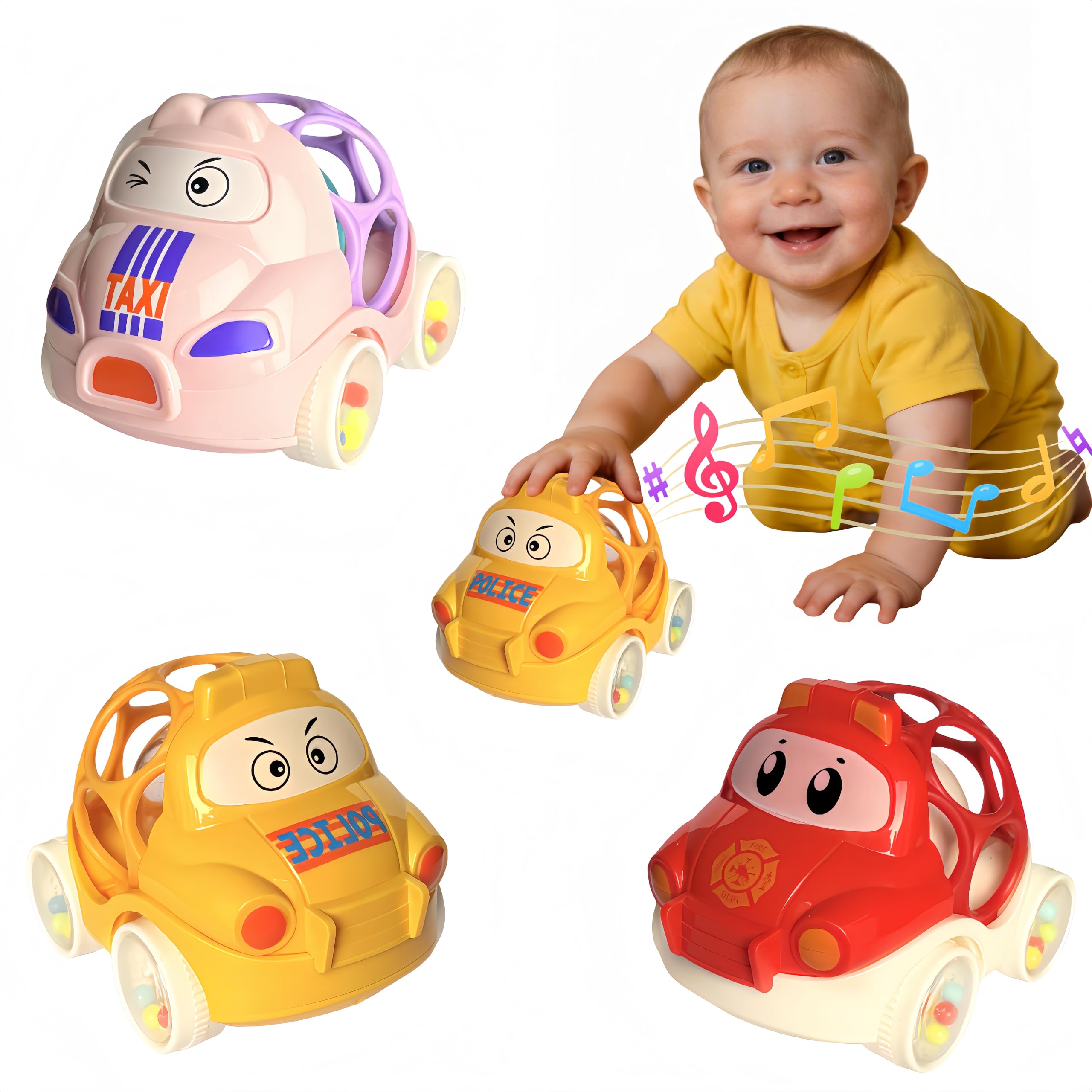 Toy Cars for 1 Year Old Boy and Girl, Extra Large Toddler Push and Go Rattle Car for Baby Boys 12-18 Months, First Birthday Gifts Christmas for