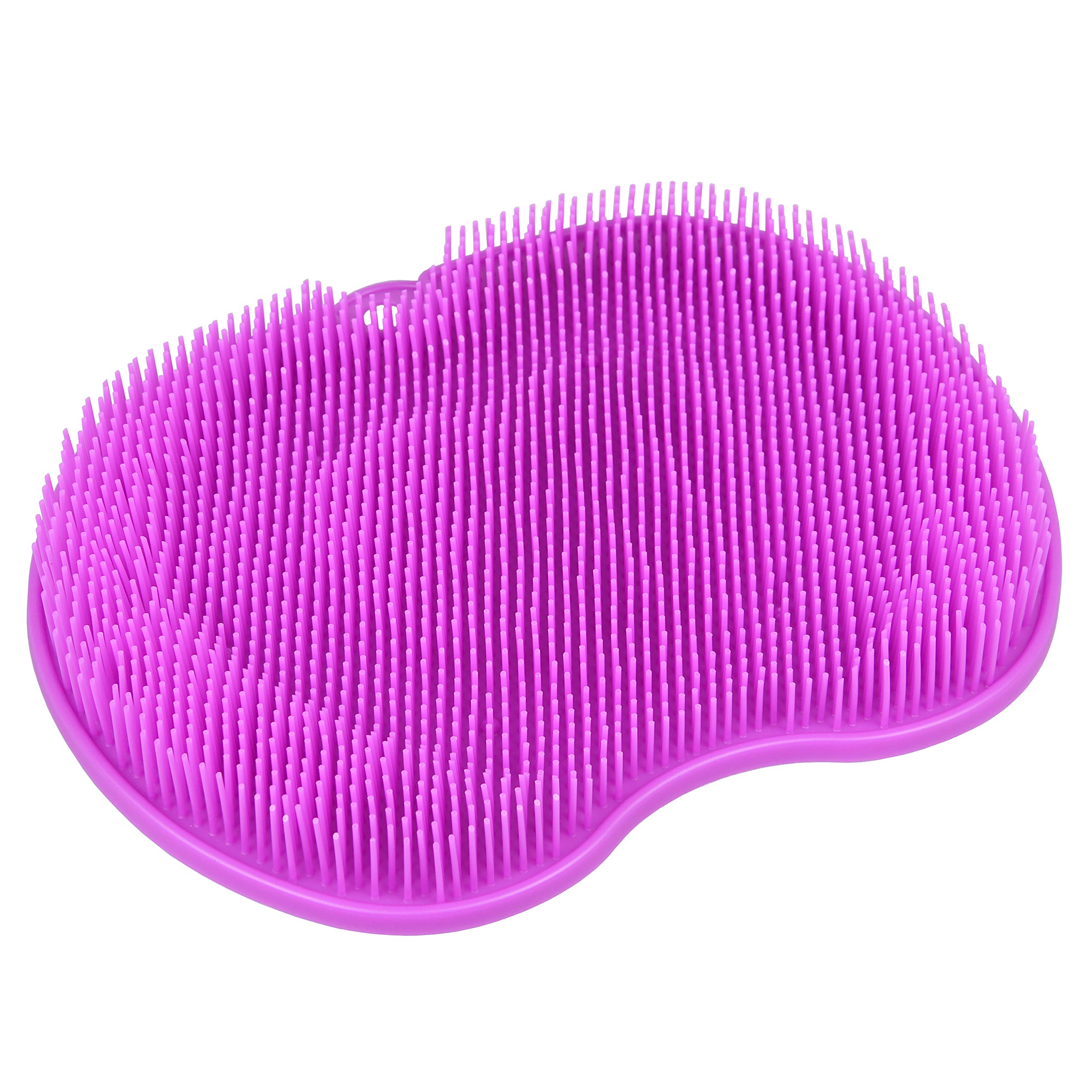 Extra Large Shower Foot Cleaner Scrubber Massager with Non-Slip Suction Cups and Softer Bristles Design, to Increase Circulation, Exfoliation (11.8 x 9.5 Inches) (Purple)