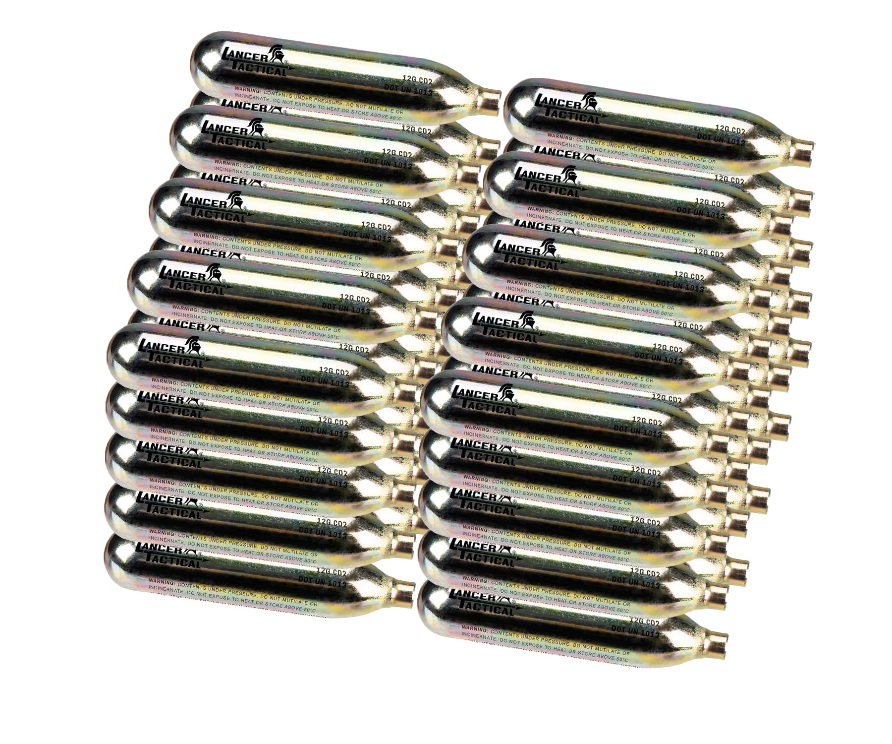 Lancer Tactical 50 Pack 12g CO2 Cartridges for Air Guns, BB Guns, Airsoft Pistols & Paintball Accessories