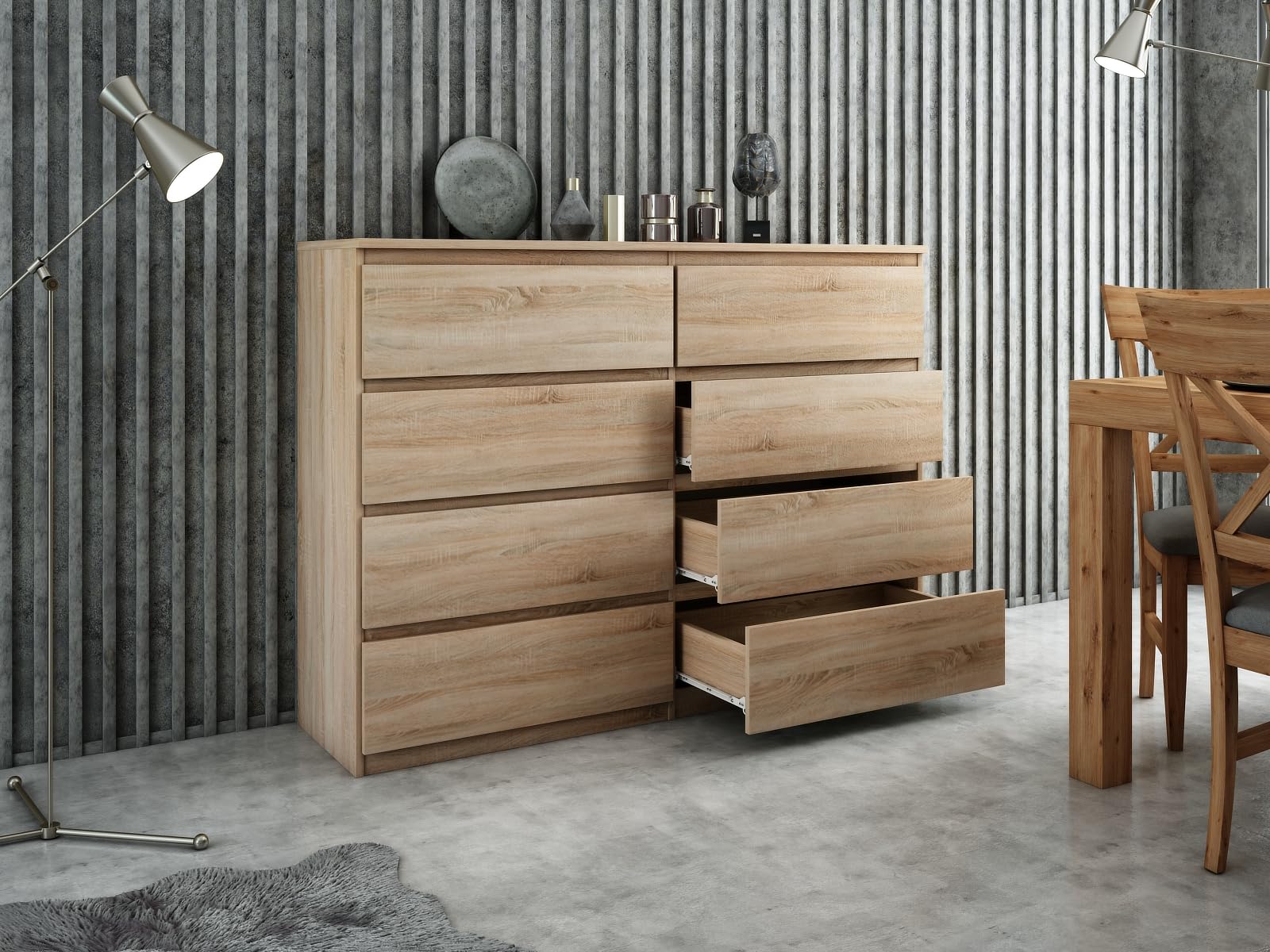 meble masztalerz Ladekast met 6 Lades - Houten Dressoir voor Slaapkamer en Woonkamer - Modern Design Ruimtebesparende Chest of Drawers 138,5x78,5x39
